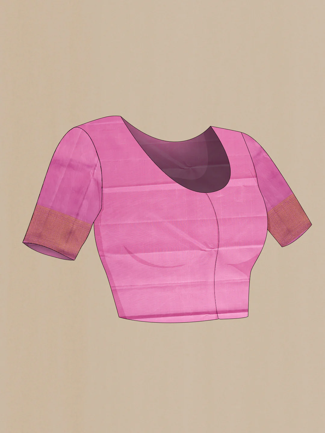 Pure Silk Pure Zari Pink Kanjivaram Saree - Image 5