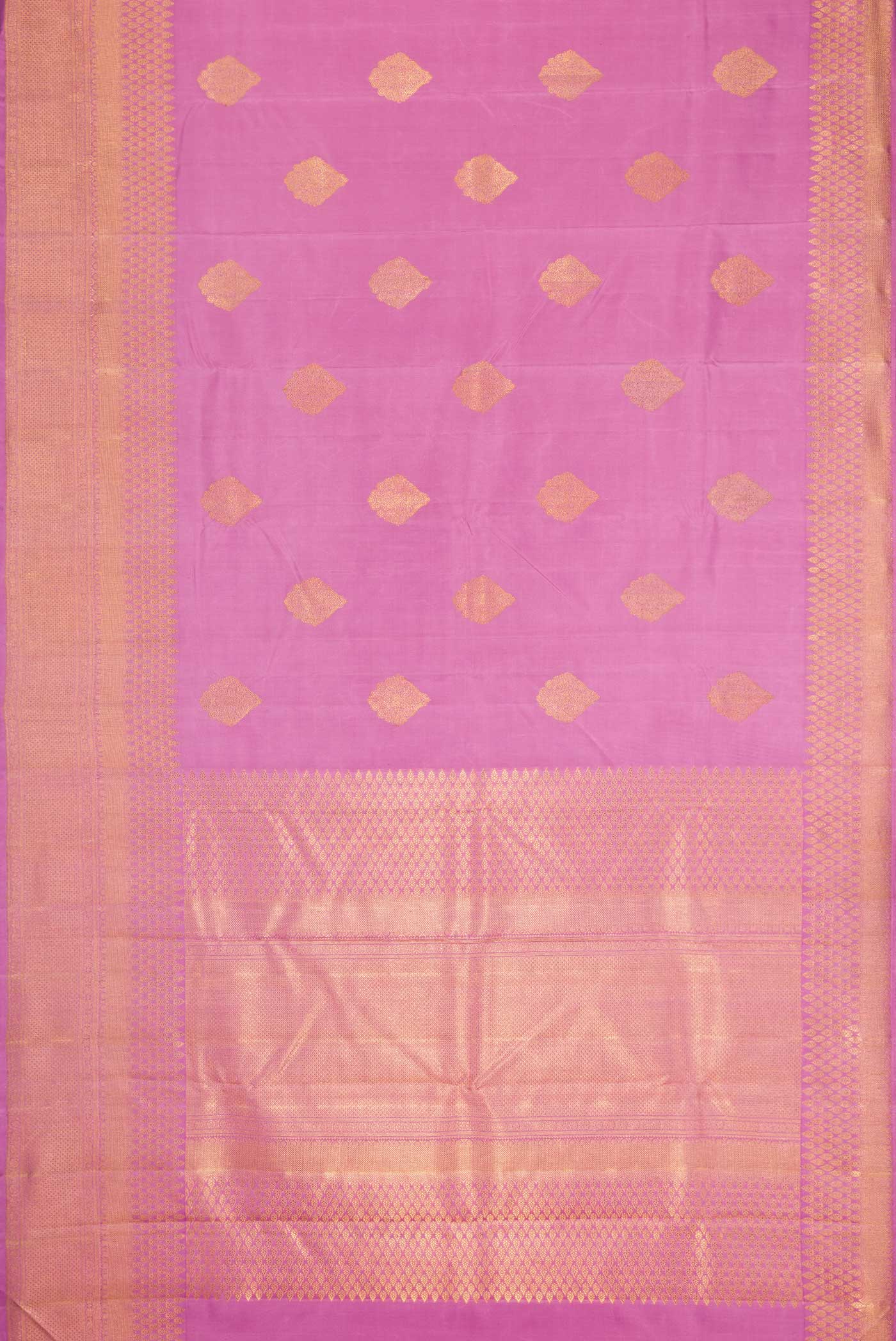Pure Silk Pure Zari Pink Kanjivaram Saree - Image 6