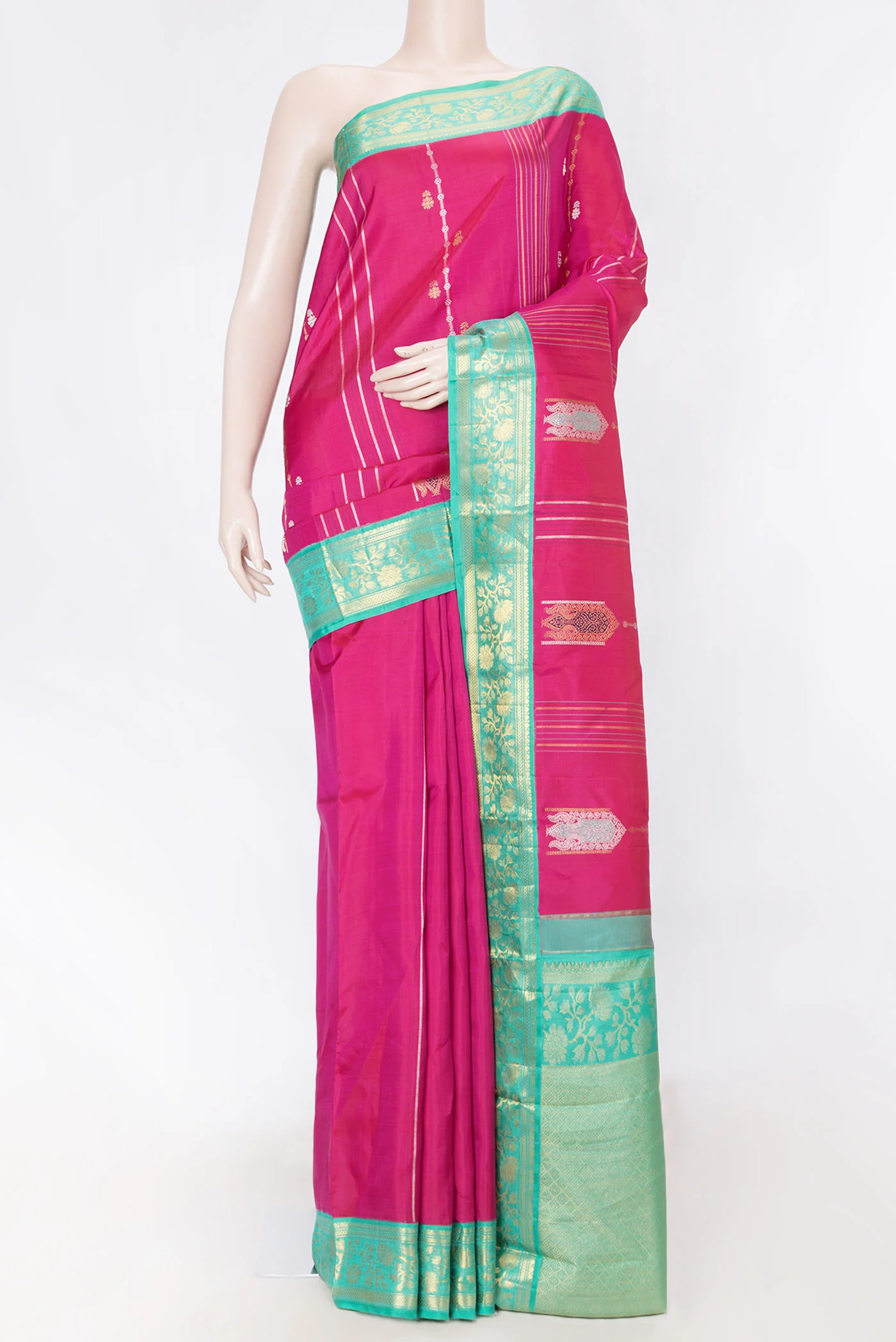 Pure Silk Pure Zari Pink Dual Tone Kanjivaram Saree