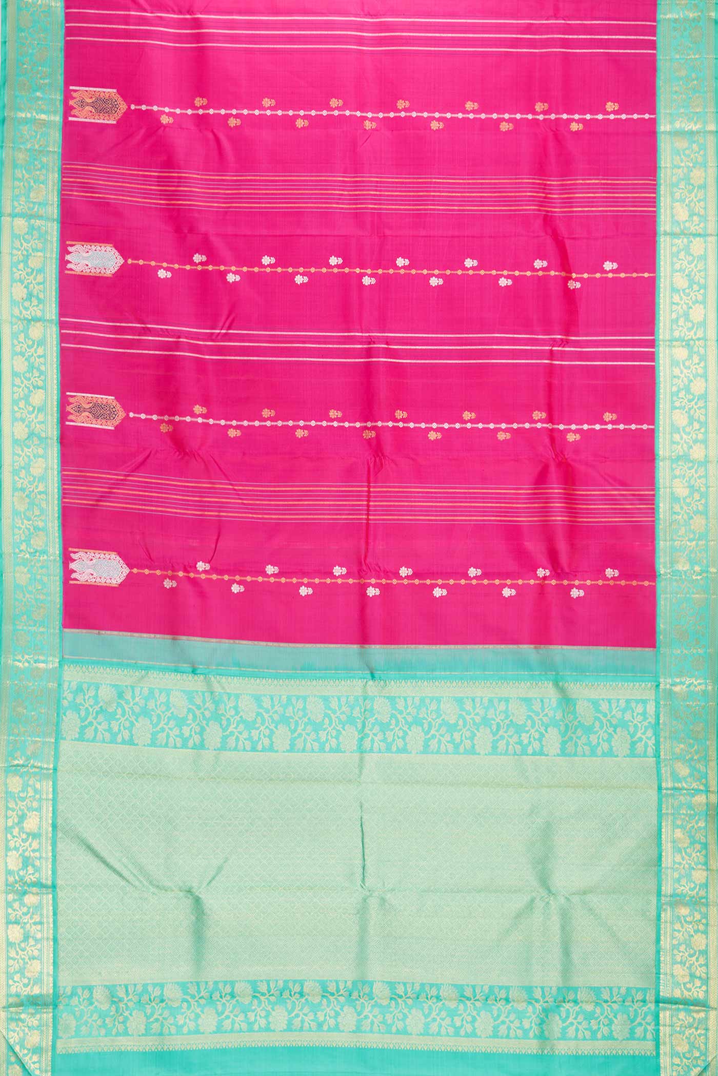 Pure Silk Pure Zari Pink Dual Tone Kanjivaram Saree - Image 6