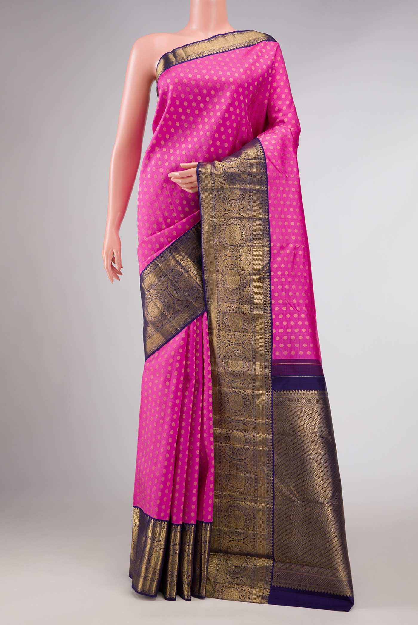Pure Silk Pure Zari Pink Dual Tone Kanjivaram Saree
