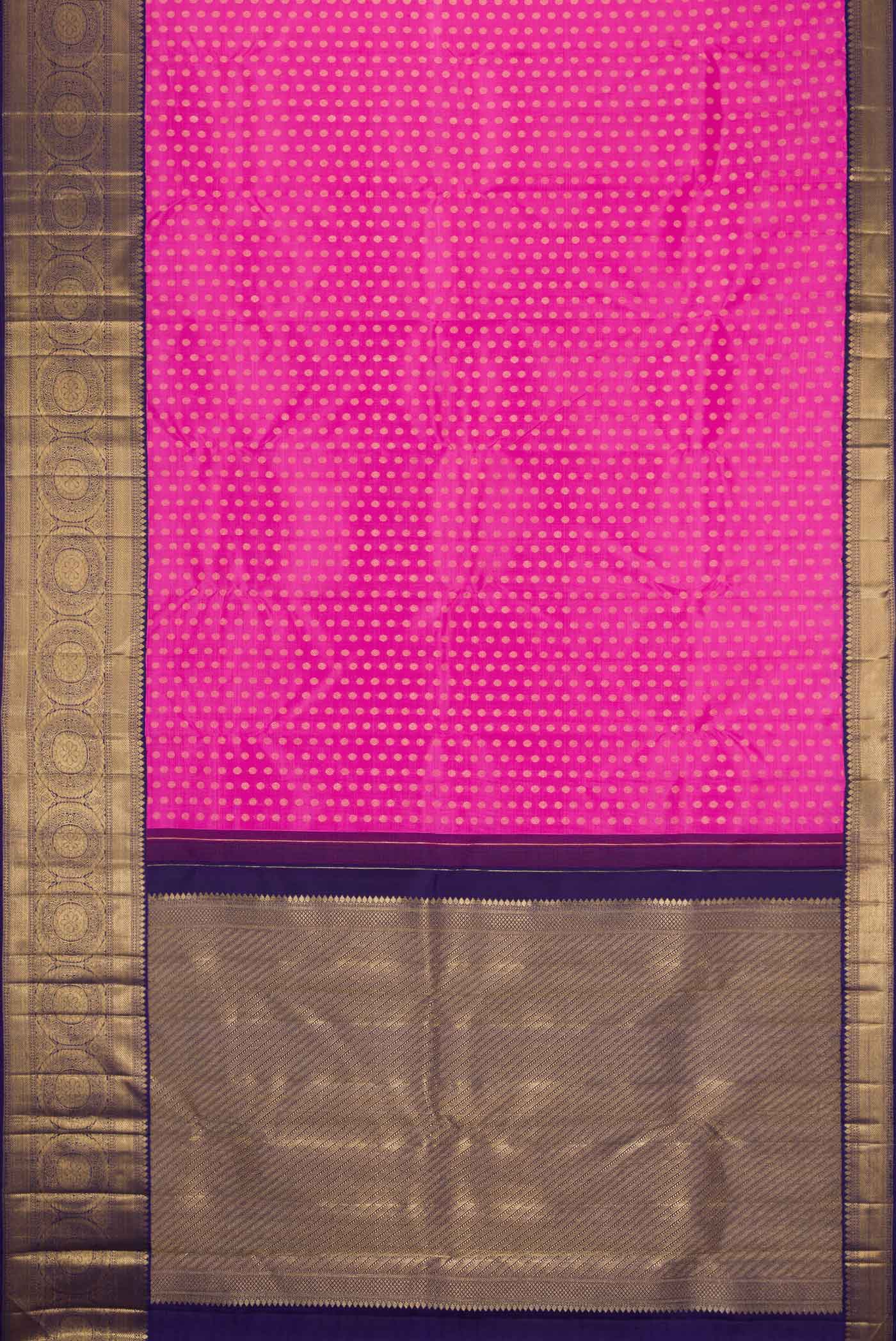 Pure Silk Pure Zari Pink Dual Tone Kanjivaram Saree - Image 6