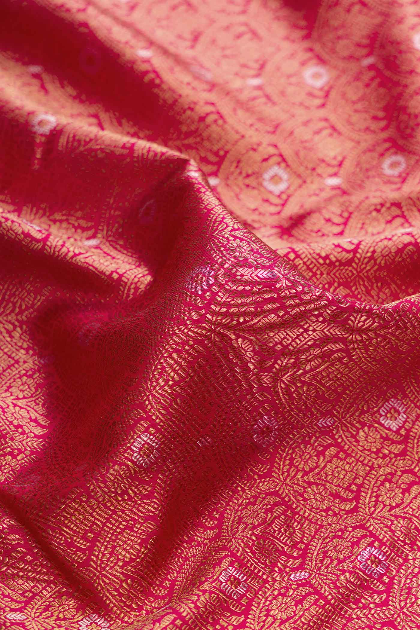 Pure Silk Pure Zari Pink Dual Tone Kanjivaram Saree - Image 2