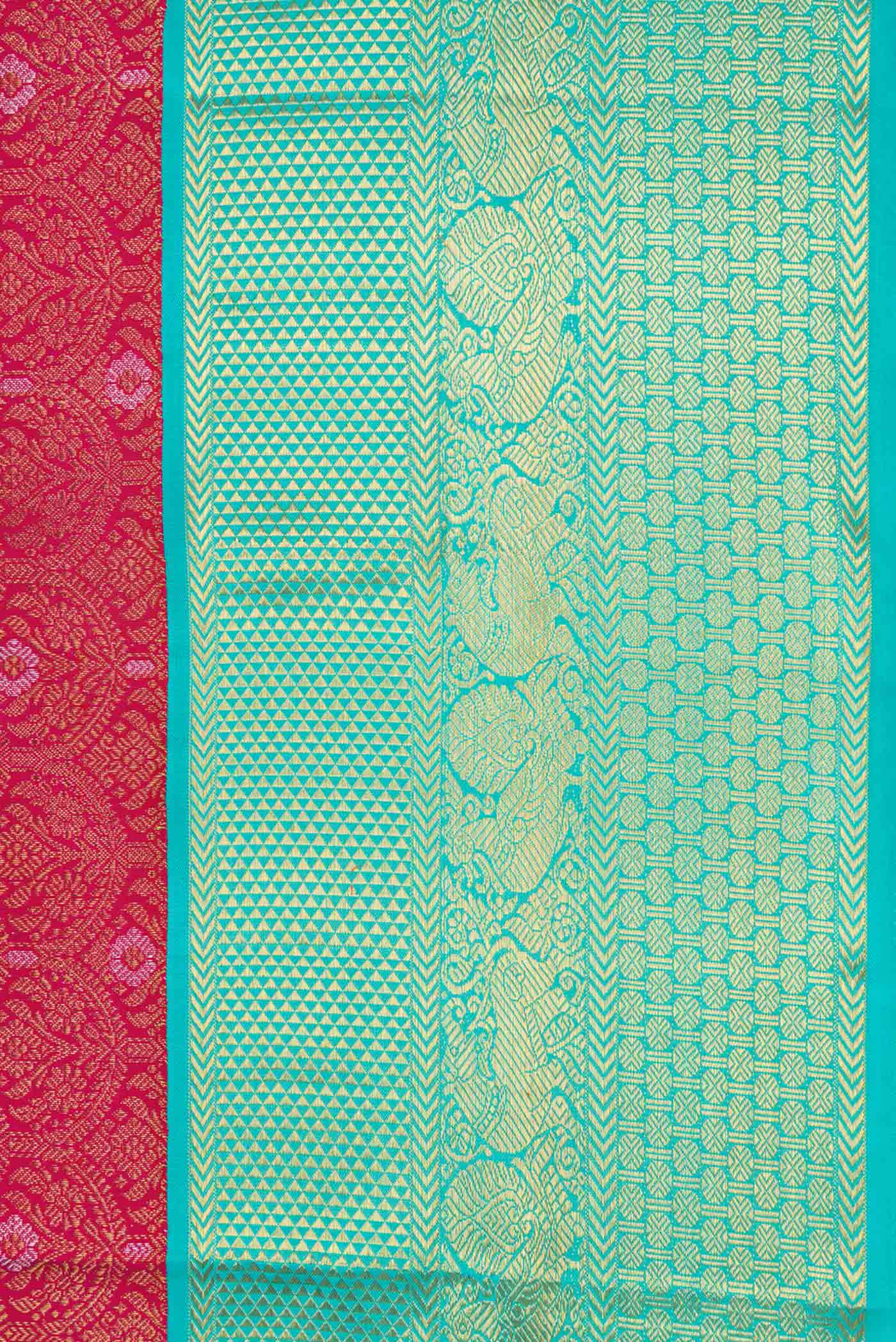 Pure Silk Pure Zari Pink Dual Tone Kanjivaram Saree - Image 3
