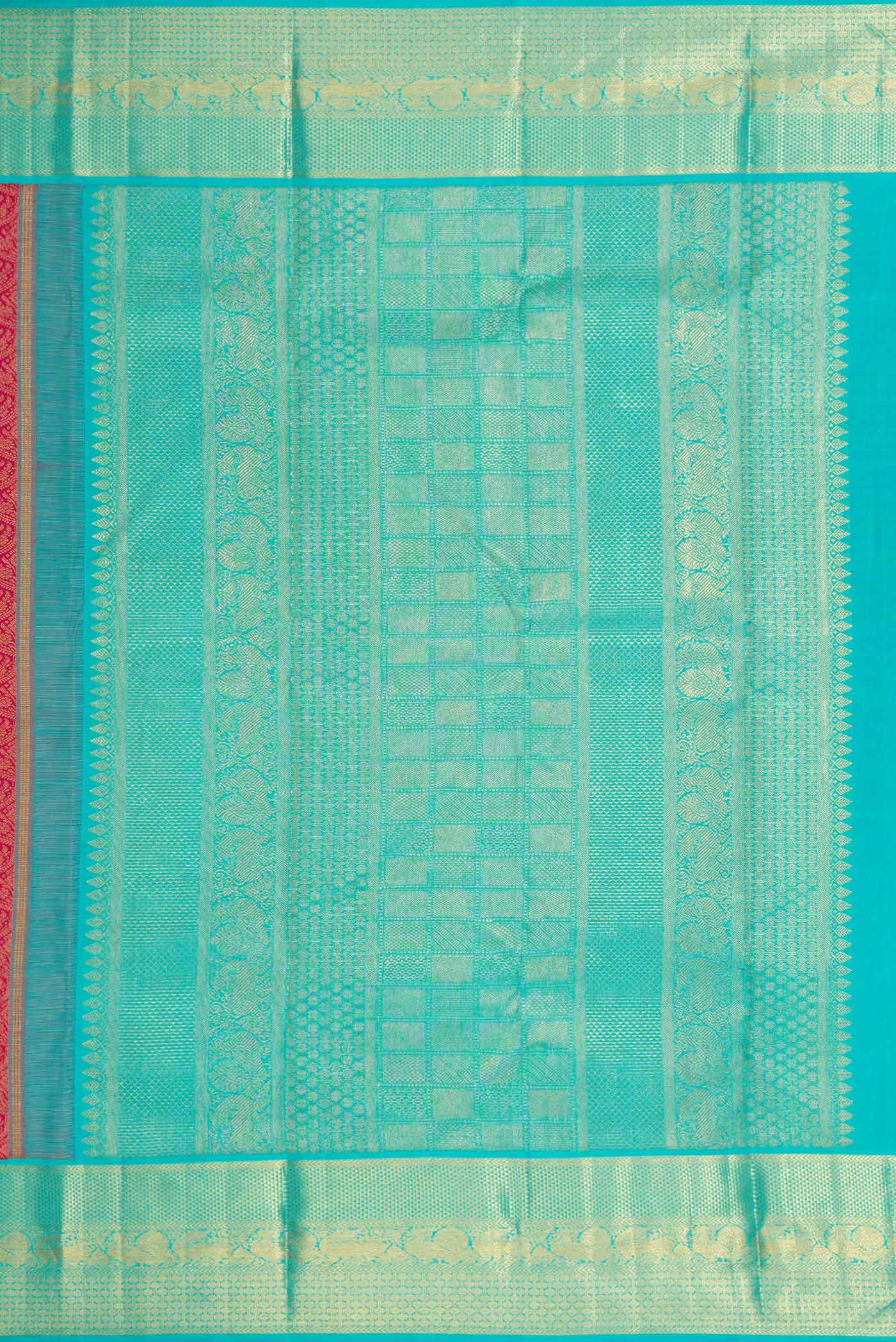 Pure Silk Pure Zari Pink Dual Tone Kanjivaram Saree - Image 7