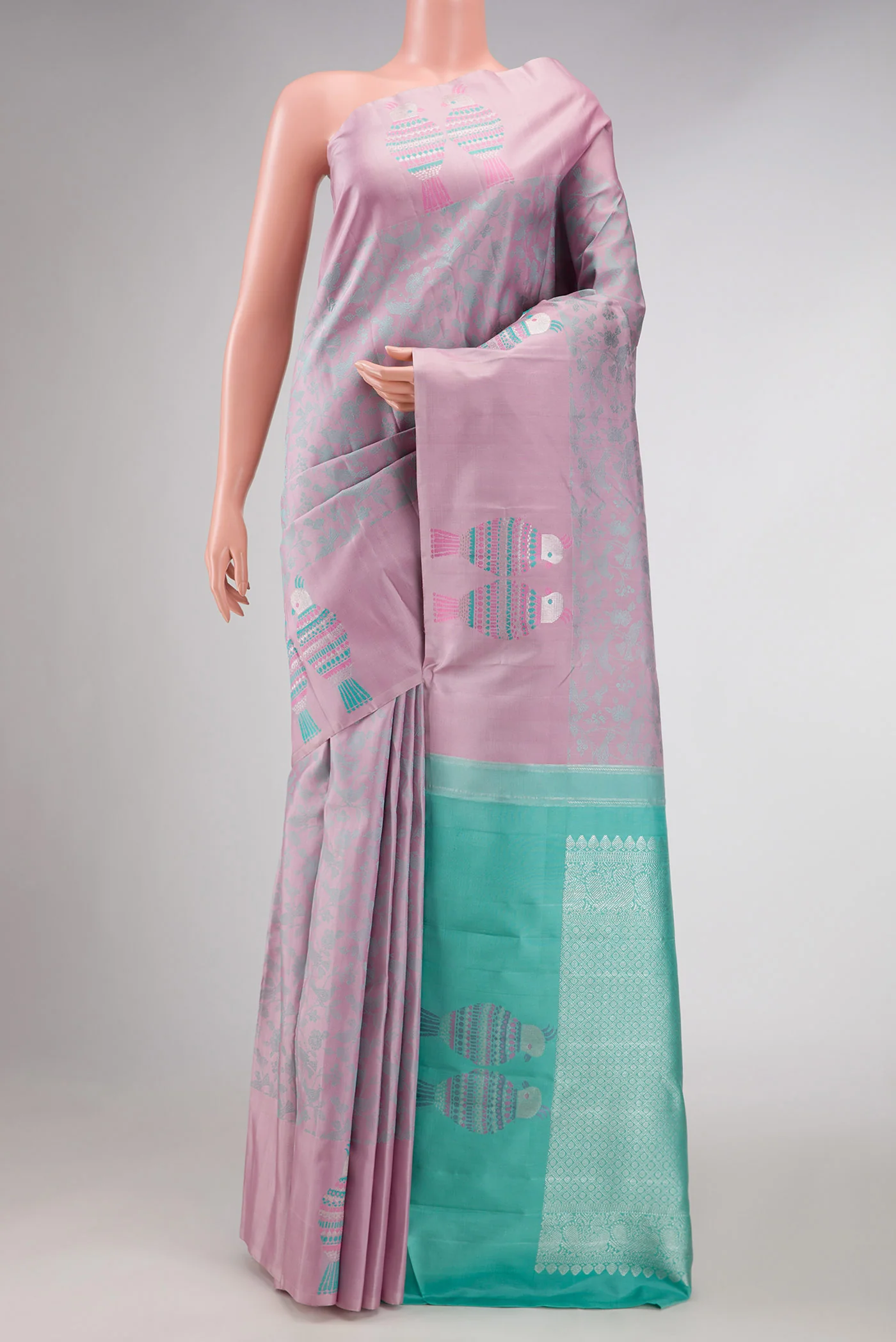 Pure Silk Pure Zari Lavender Kanjivaram Saree