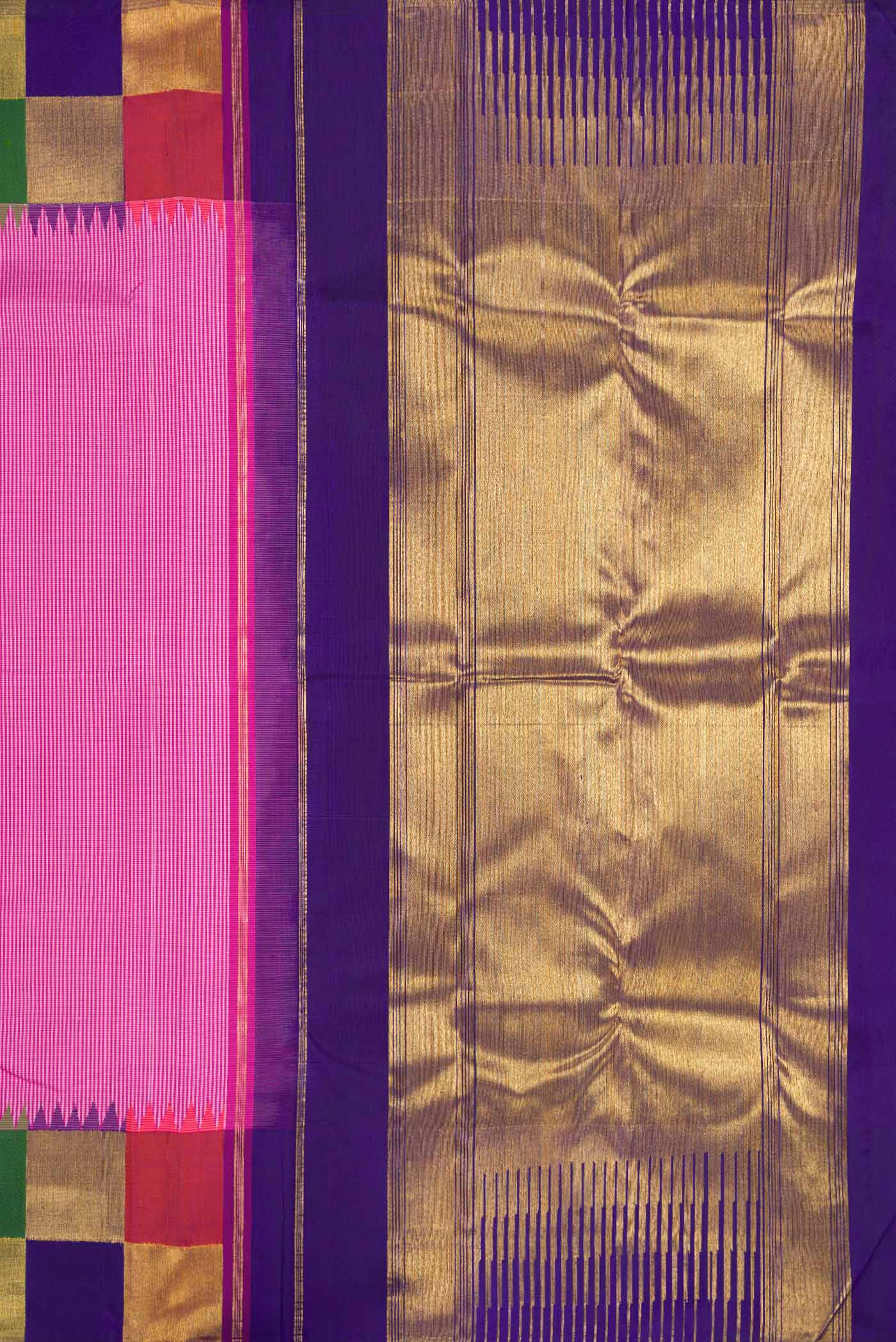 Pure Silk Pure Zari Pink Dual Tone Kanjivaram Saree - Image 7
