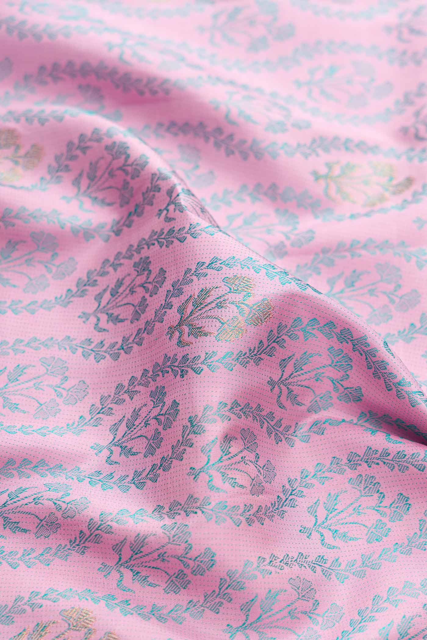 Pure Silk Pure Zari Pink Dual Tone Kanchipuram Saree - Image 2