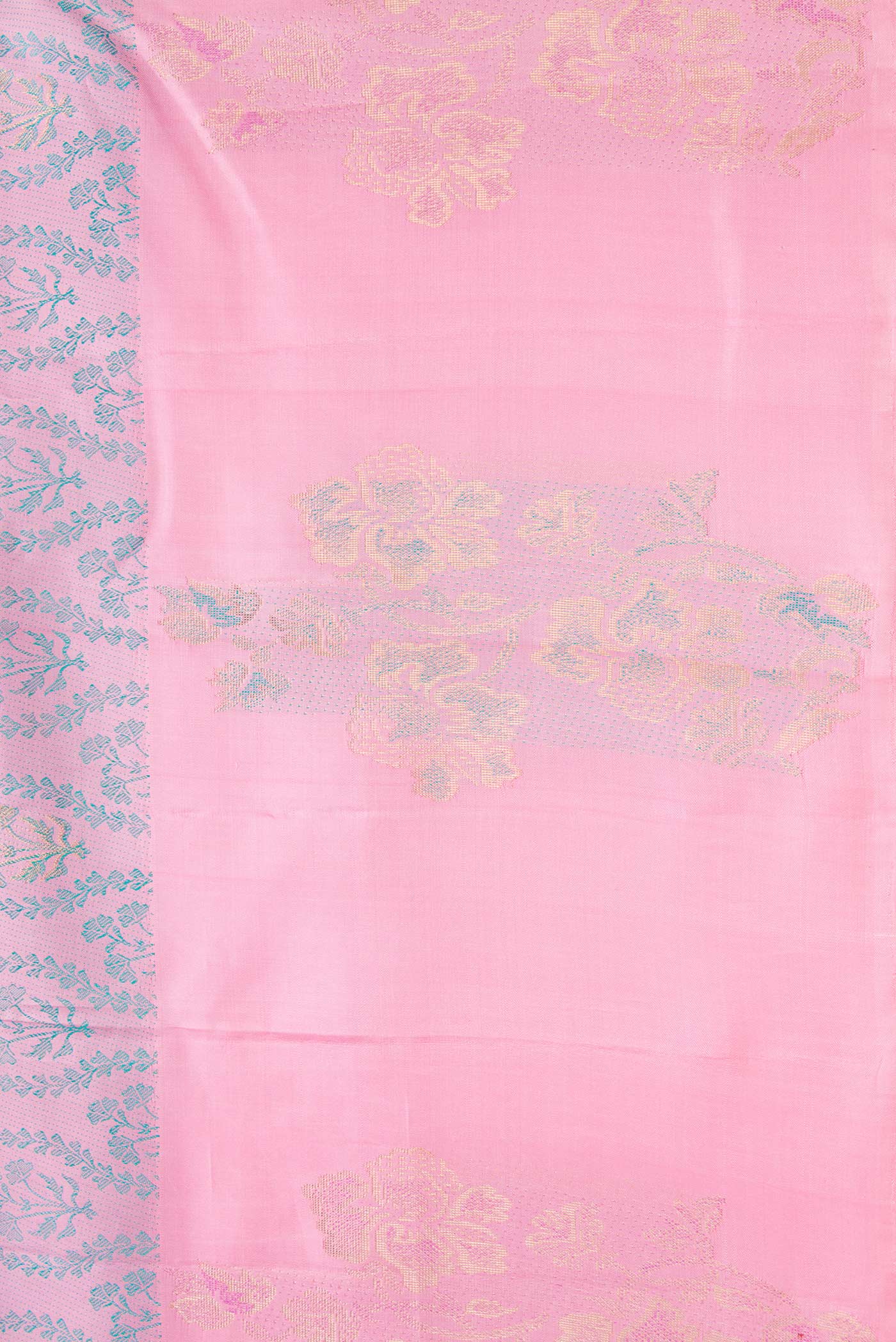 Pure Silk Pure Zari Pink Dual Tone Kanchipuram Saree - Image 3
