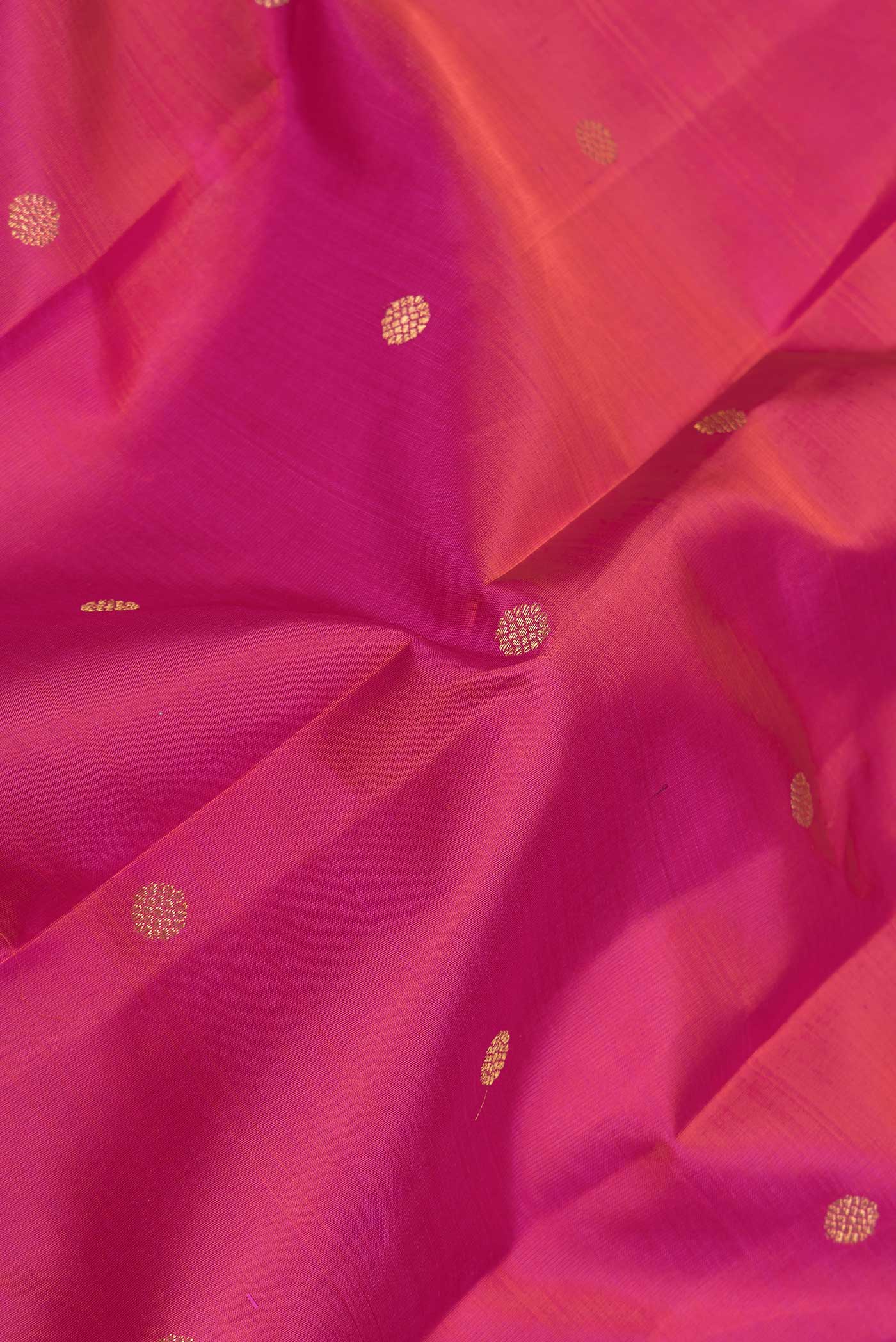 Pure Silk Pure Zari Pink Dual Tone Kanchipuram Saree - Image 2