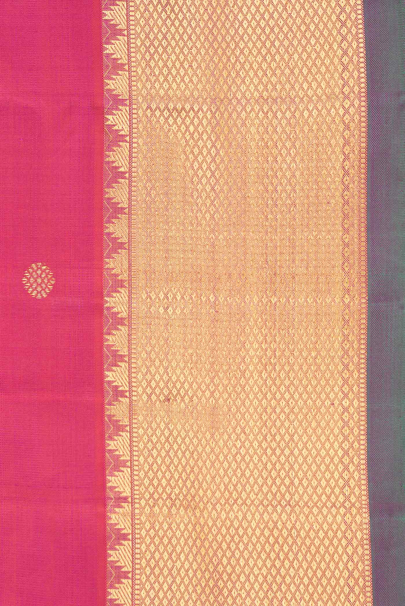 Pure Silk Pure Zari Pink Dual Tone Kanchipuram Saree - Image 3