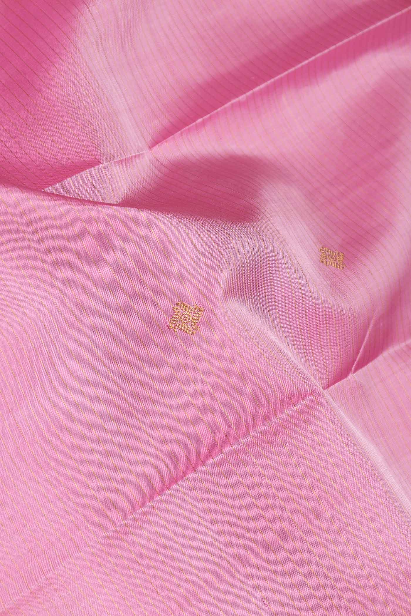 Pure Silk Pure Zari Pink Dual Tone Kanchipuram Saree - Image 2