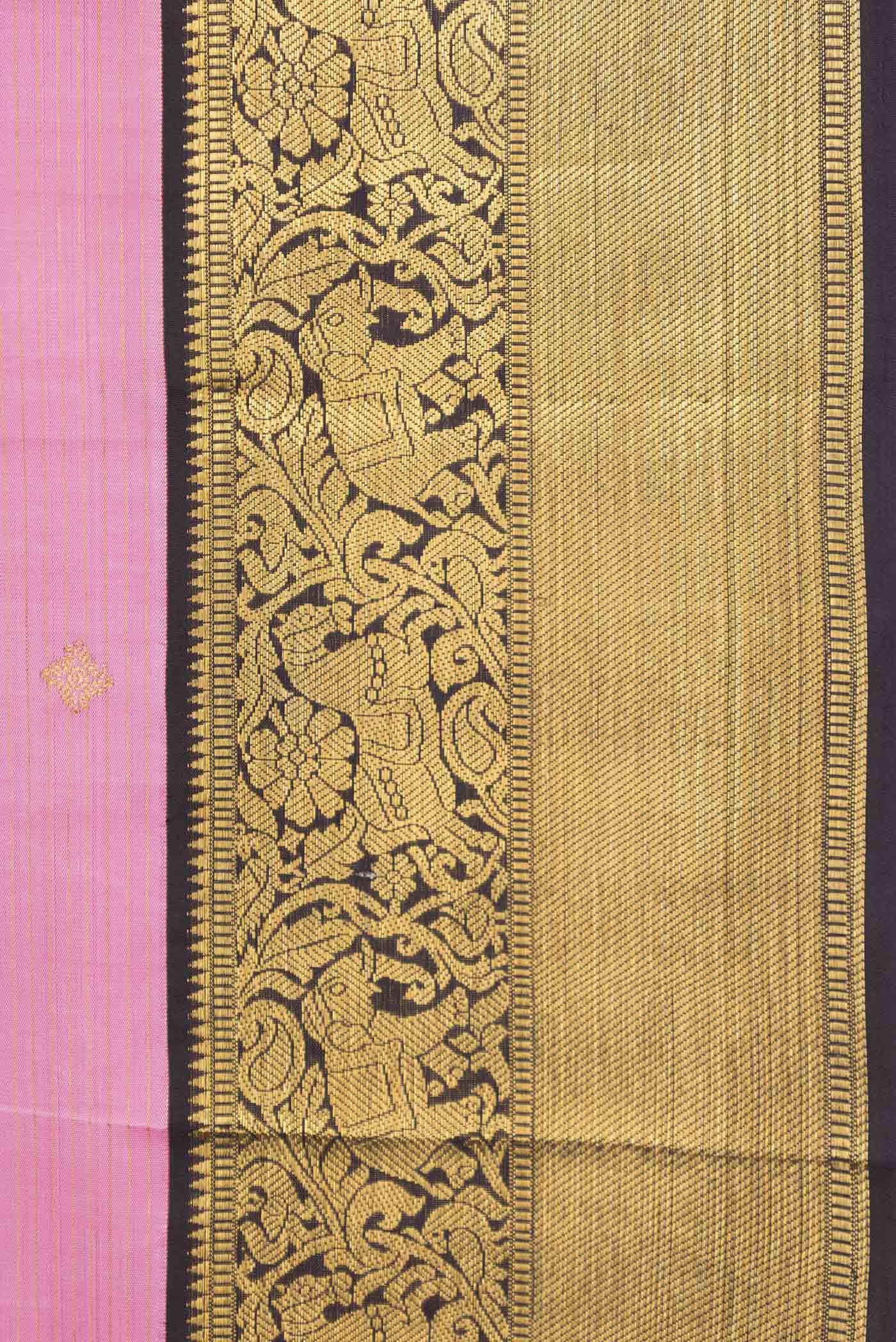 Pure Silk Pure Zari Pink Dual Tone Kanchipuram Saree - Image 3