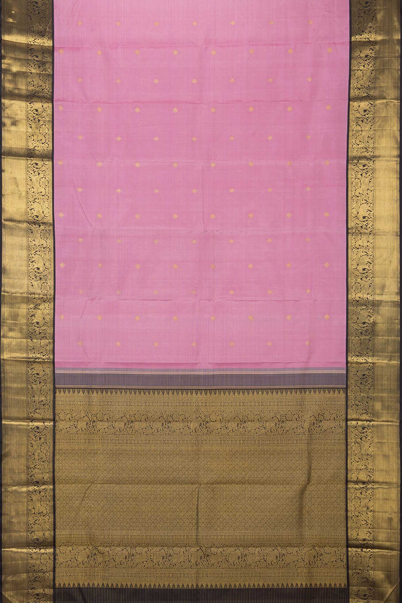 Pure Silk Pure Zari Pink Dual Tone Kanchipuram Saree - Image 6