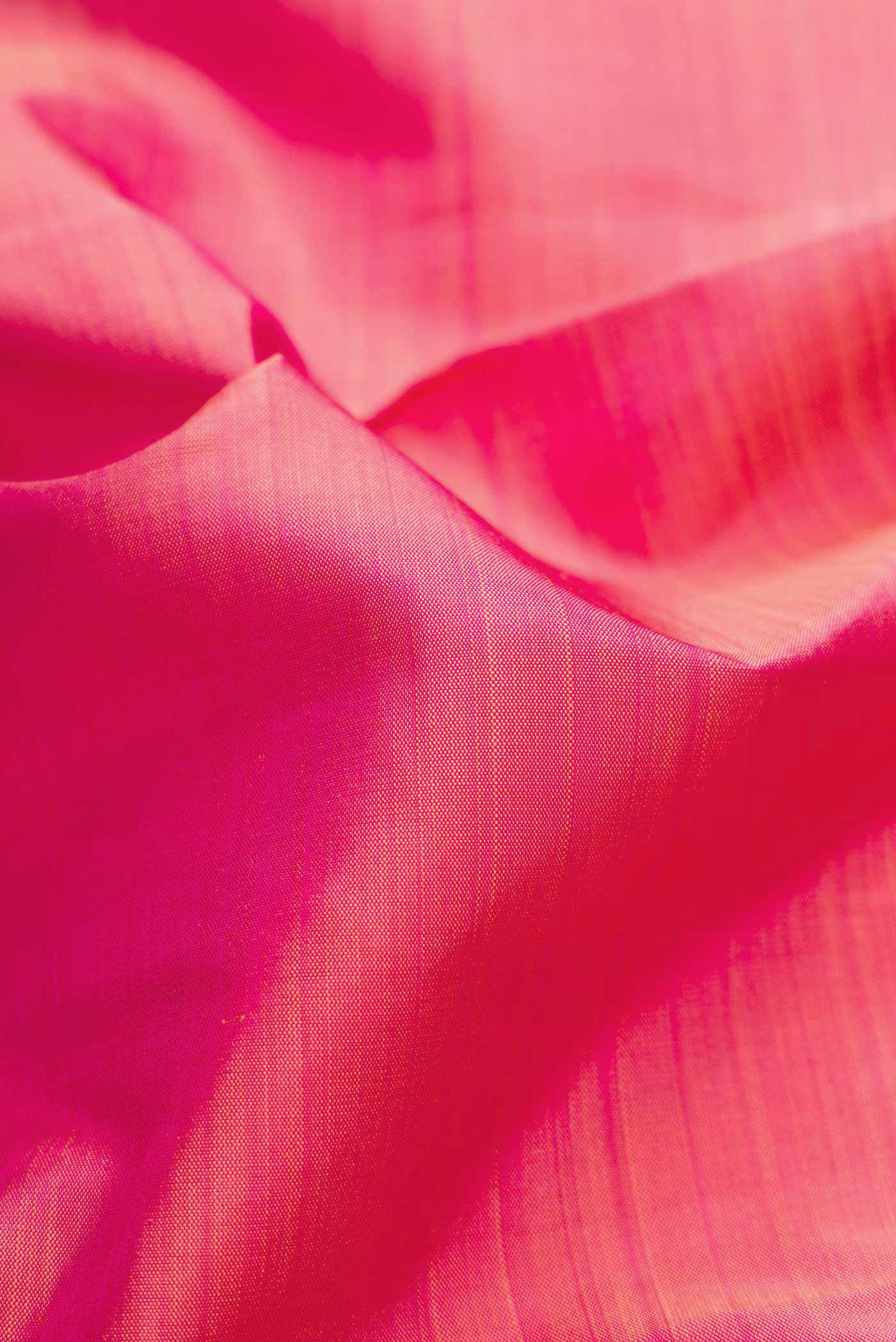 Pure Silk Pure Zari Pink Dual Tone Kanjivaram Saree - Image 2