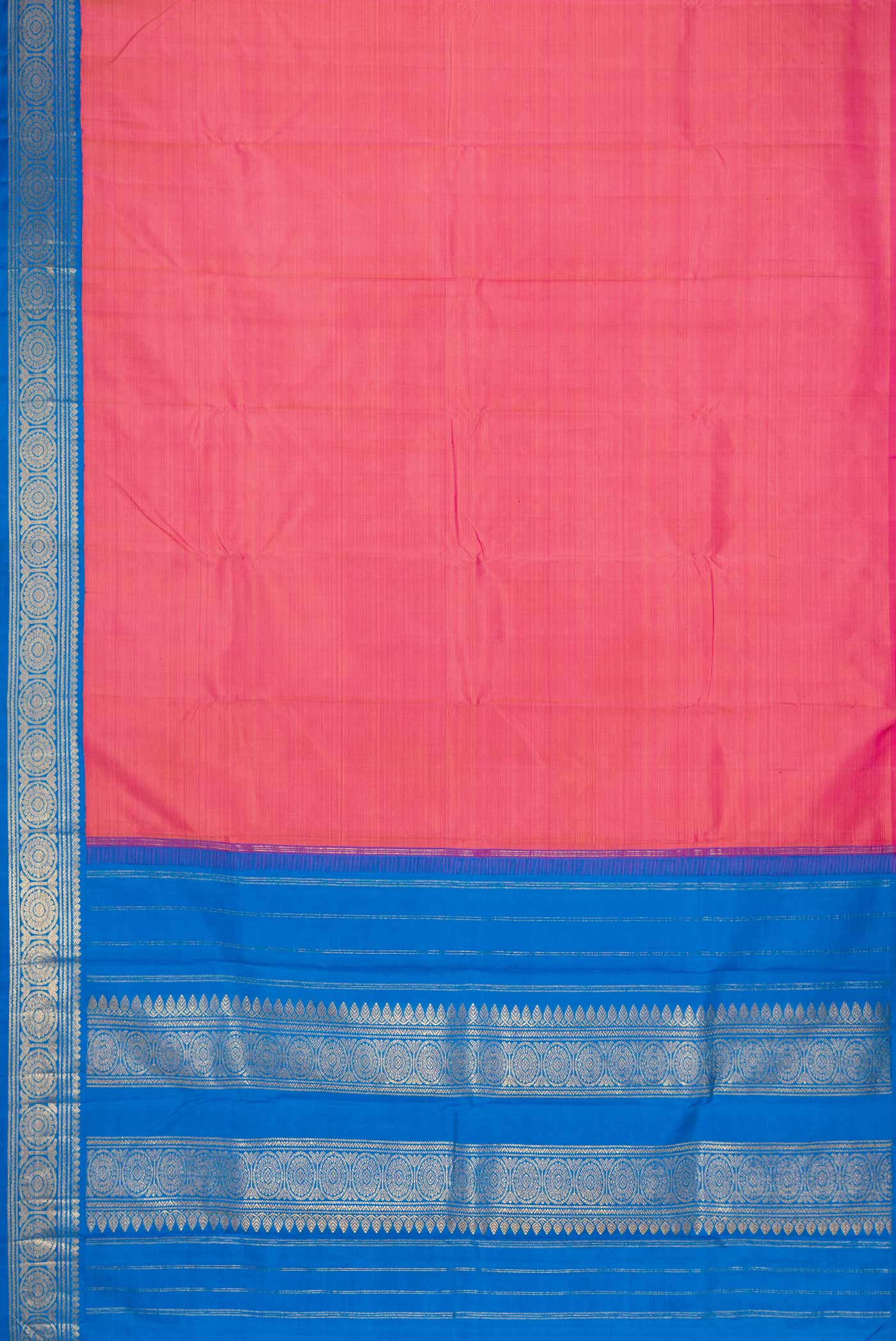 Pure Silk Pure Zari Pink Dual Tone Kanjivaram Saree - Image 5