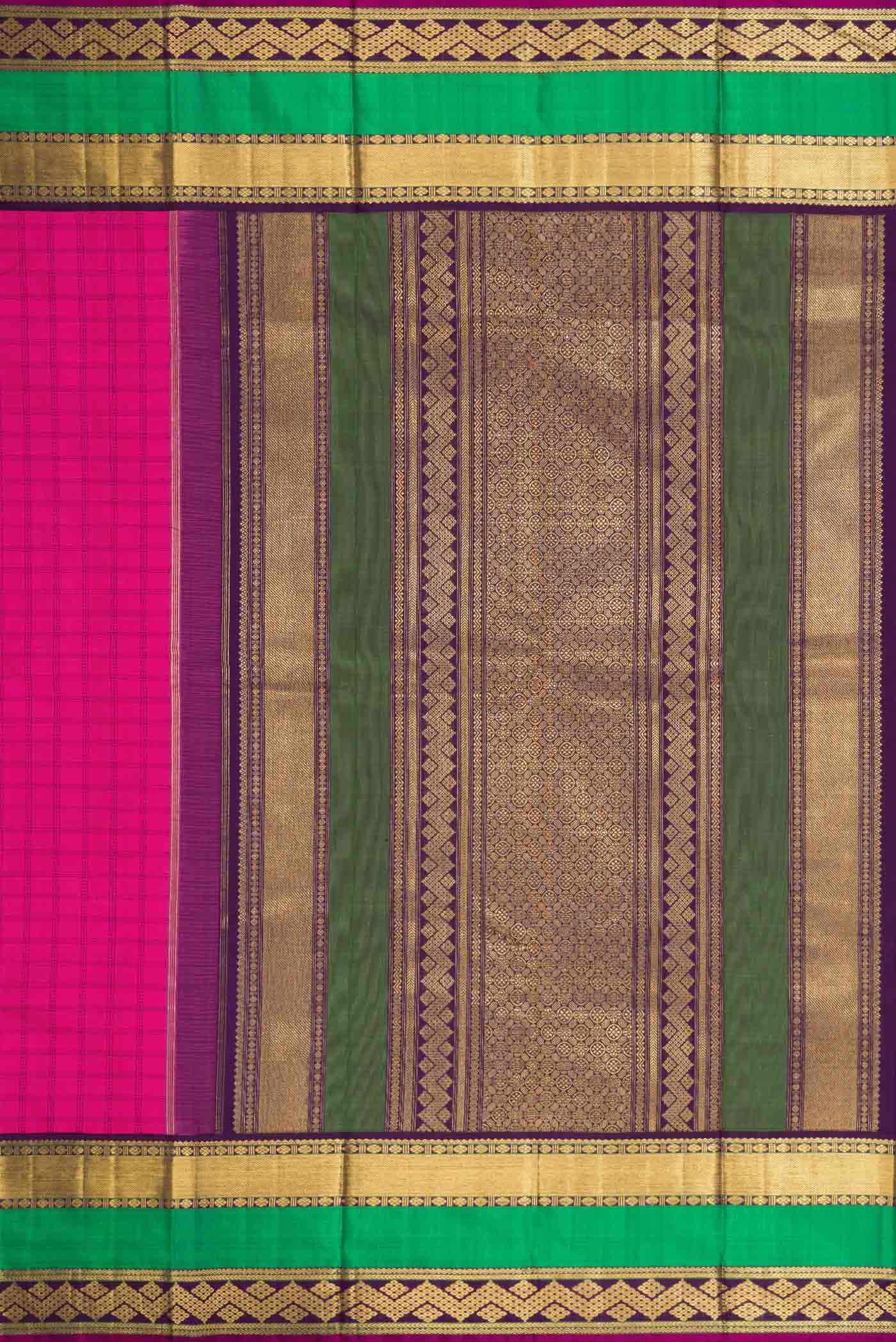 Pure Silk Pure Zari Pink Dual Tone Kanjivaram Saree - Image 7
