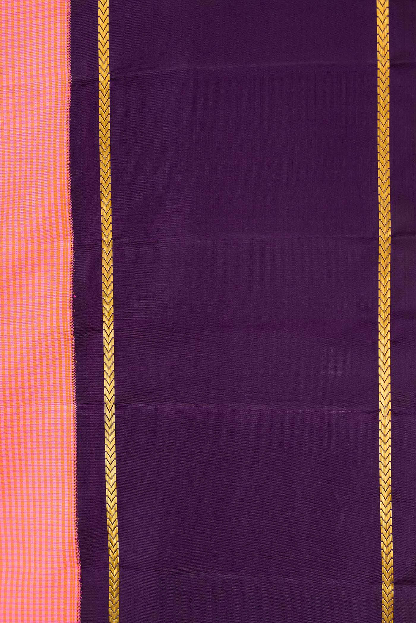 Pure Silk Pure Zari Pink Dual Tone Kanjivaram Saree - Image 3