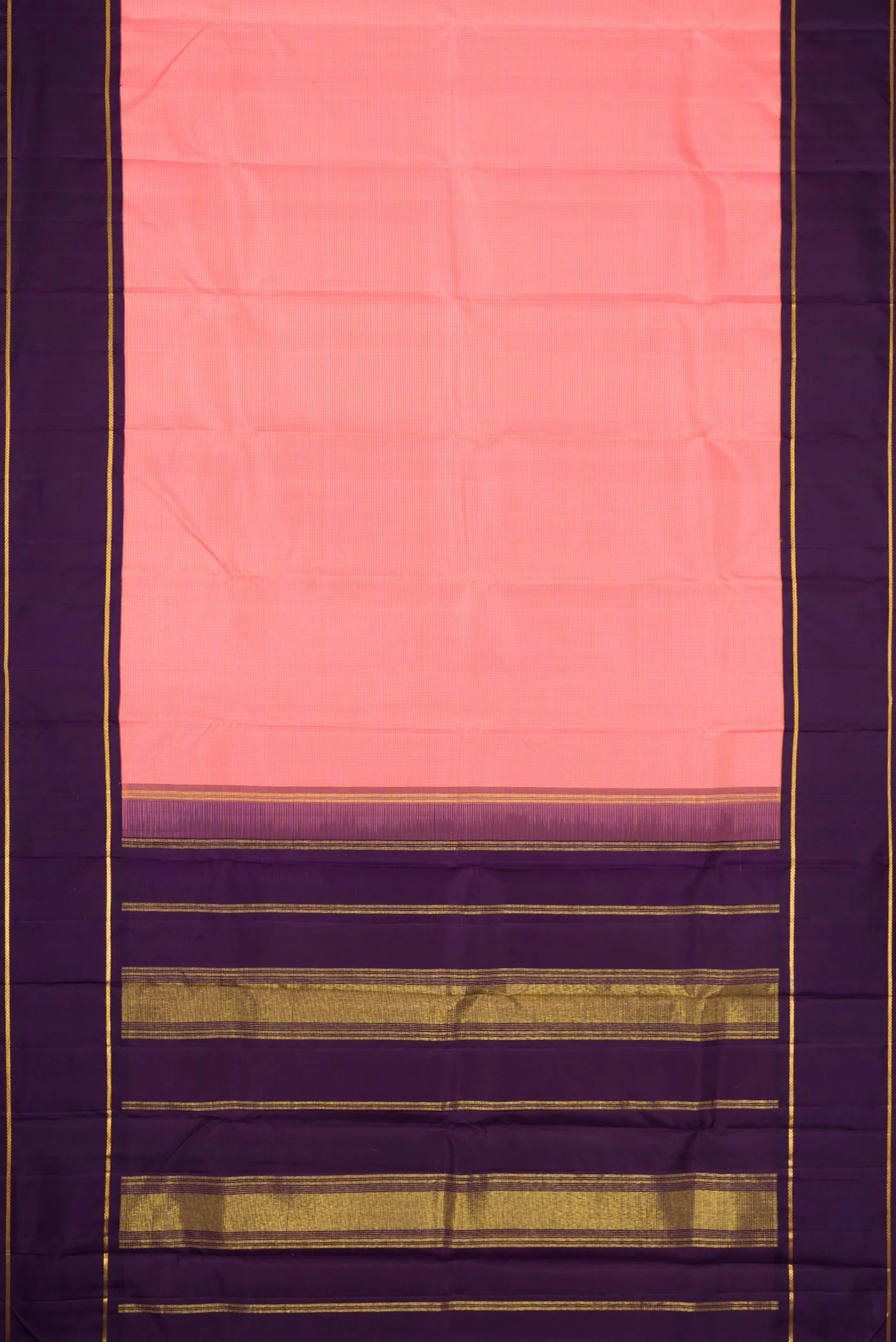 Pure Silk Pure Zari Pink Dual Tone Kanjivaram Saree - Image 6