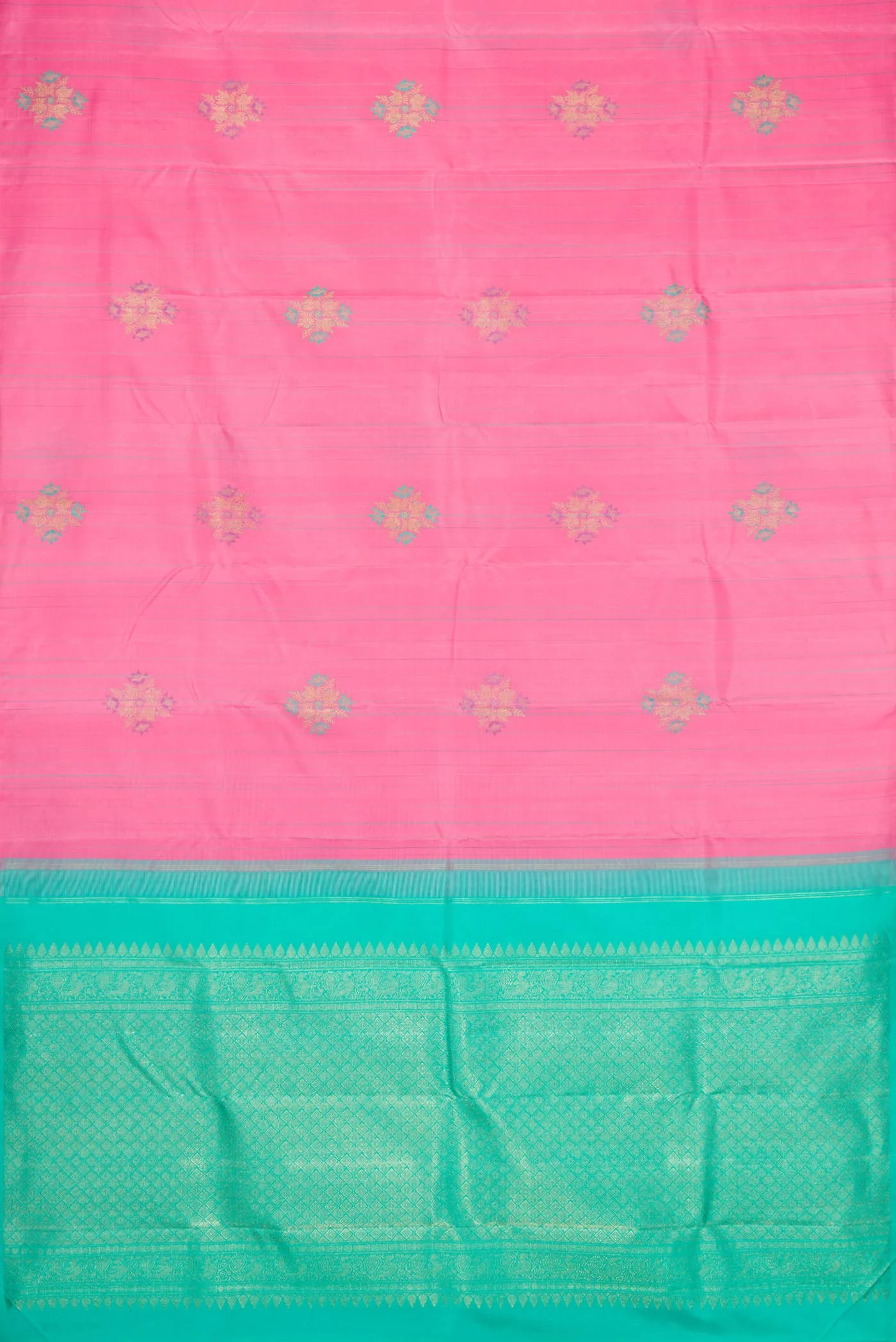 Pure Silk Pure Zari Pink Dual Tone Kanjivaram Saree - Image 5