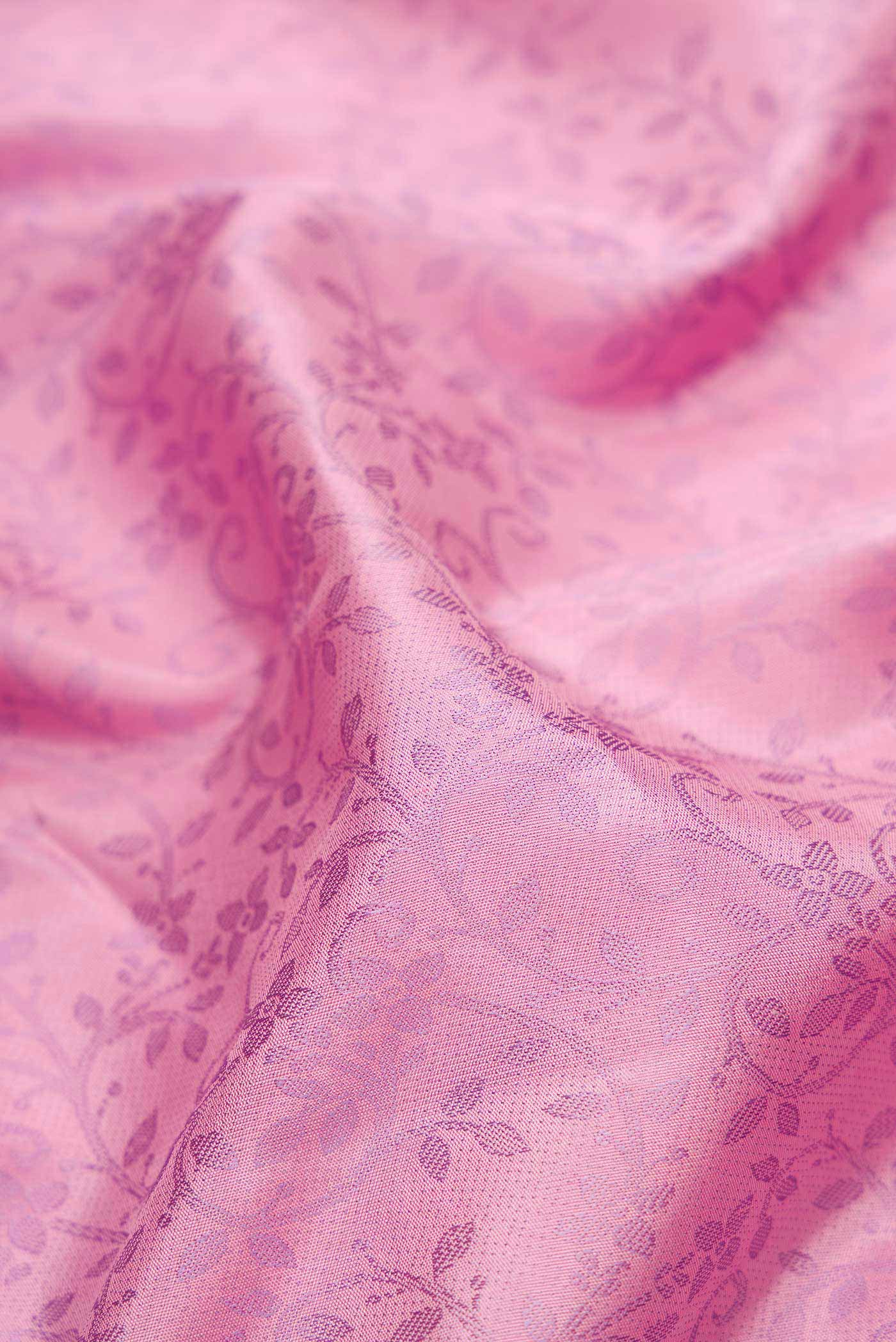 Pure Silk Pure Zari Pink Dual Tone Kanchipuram Saree - Image 2
