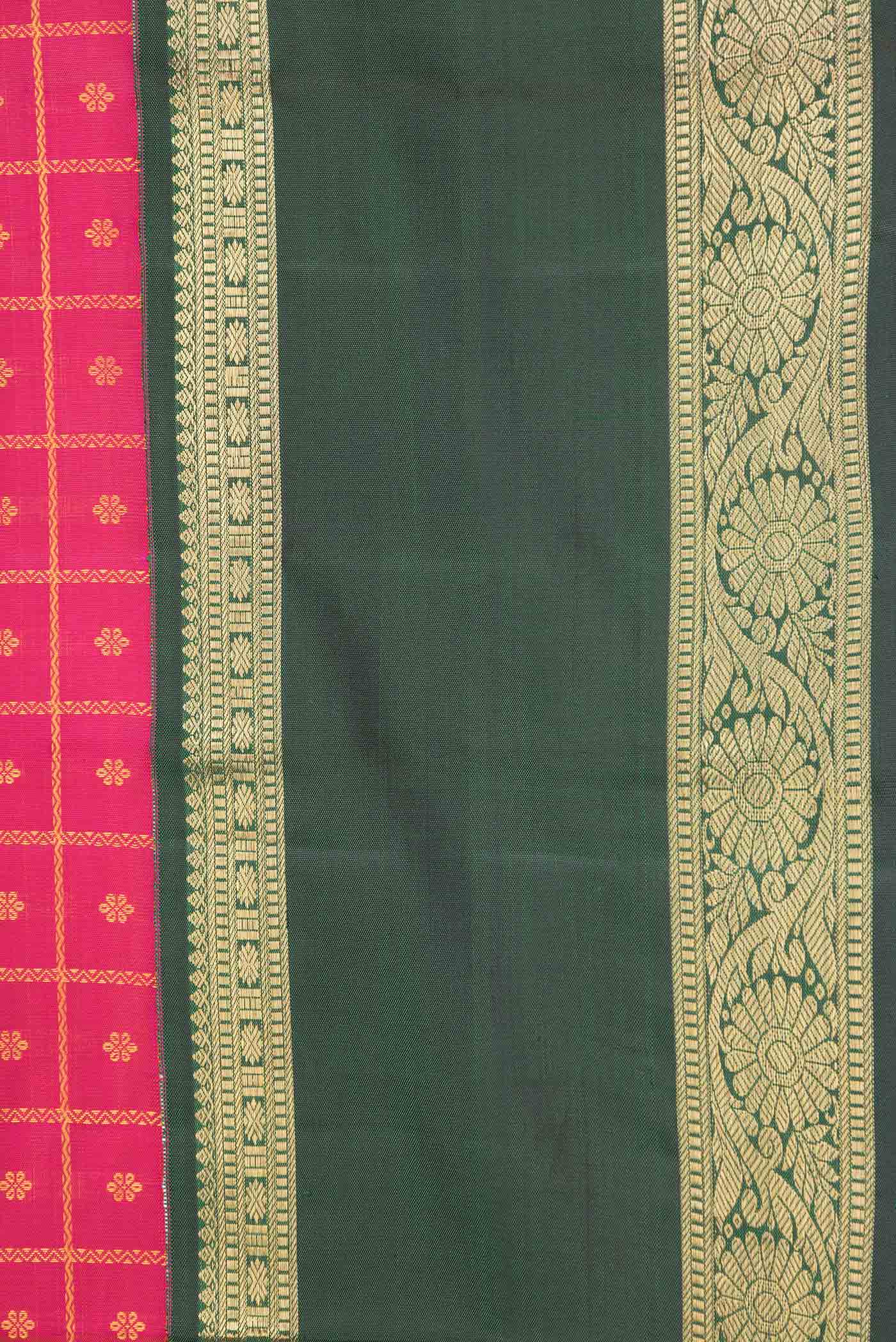 Pure Silk Pure Zari Pink Dual Tone Kanchipuram Saree - Image 3