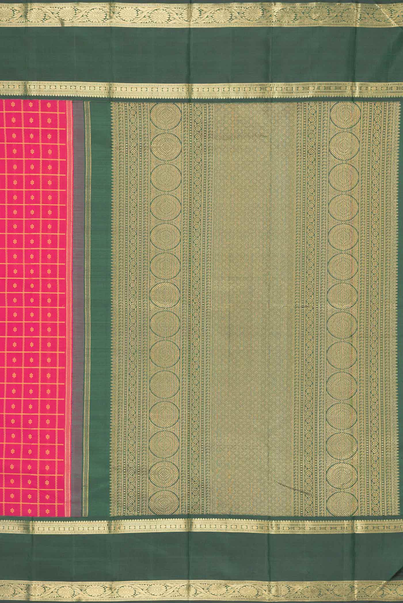 Pure Silk Pure Zari Pink Dual Tone Kanchipuram Saree - Image 7