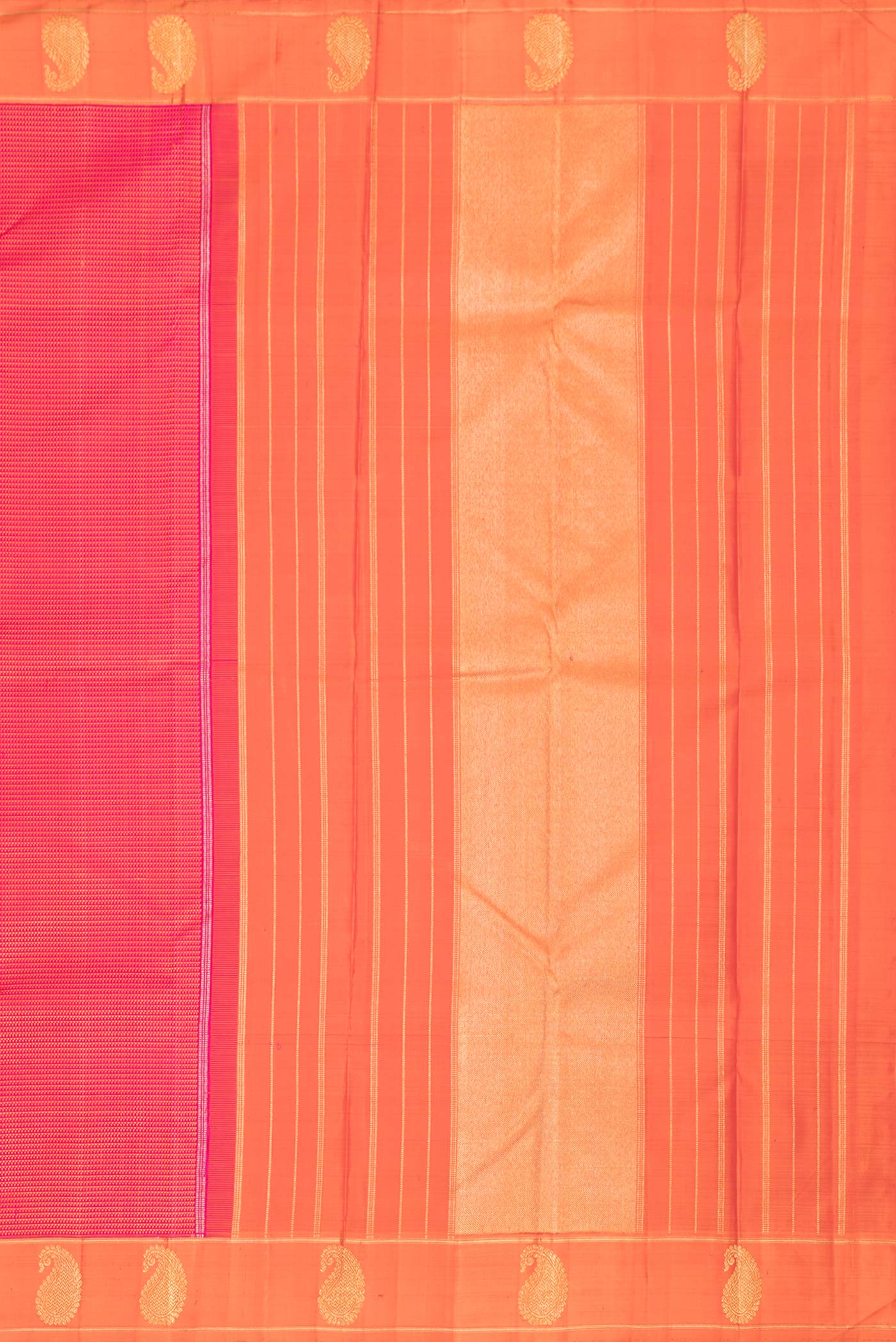 Pure Silk Pure Zari Pink Dual Tone Kanchipuram Saree - Image 7