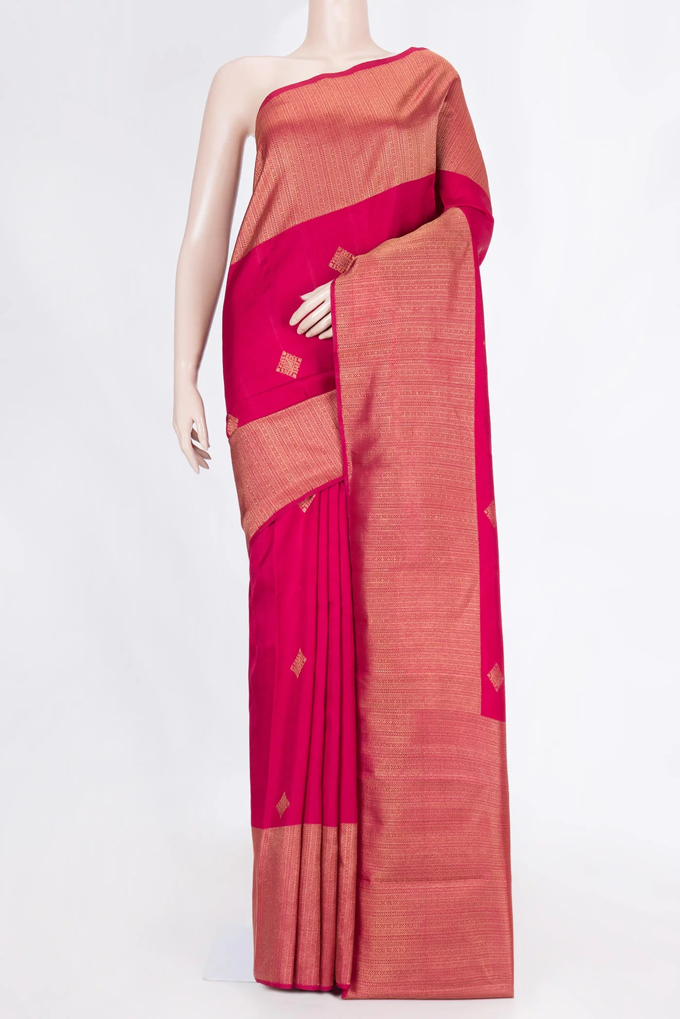 Pure Silk Pure Zari Pink Dual Tone Kanjivaram Saree
