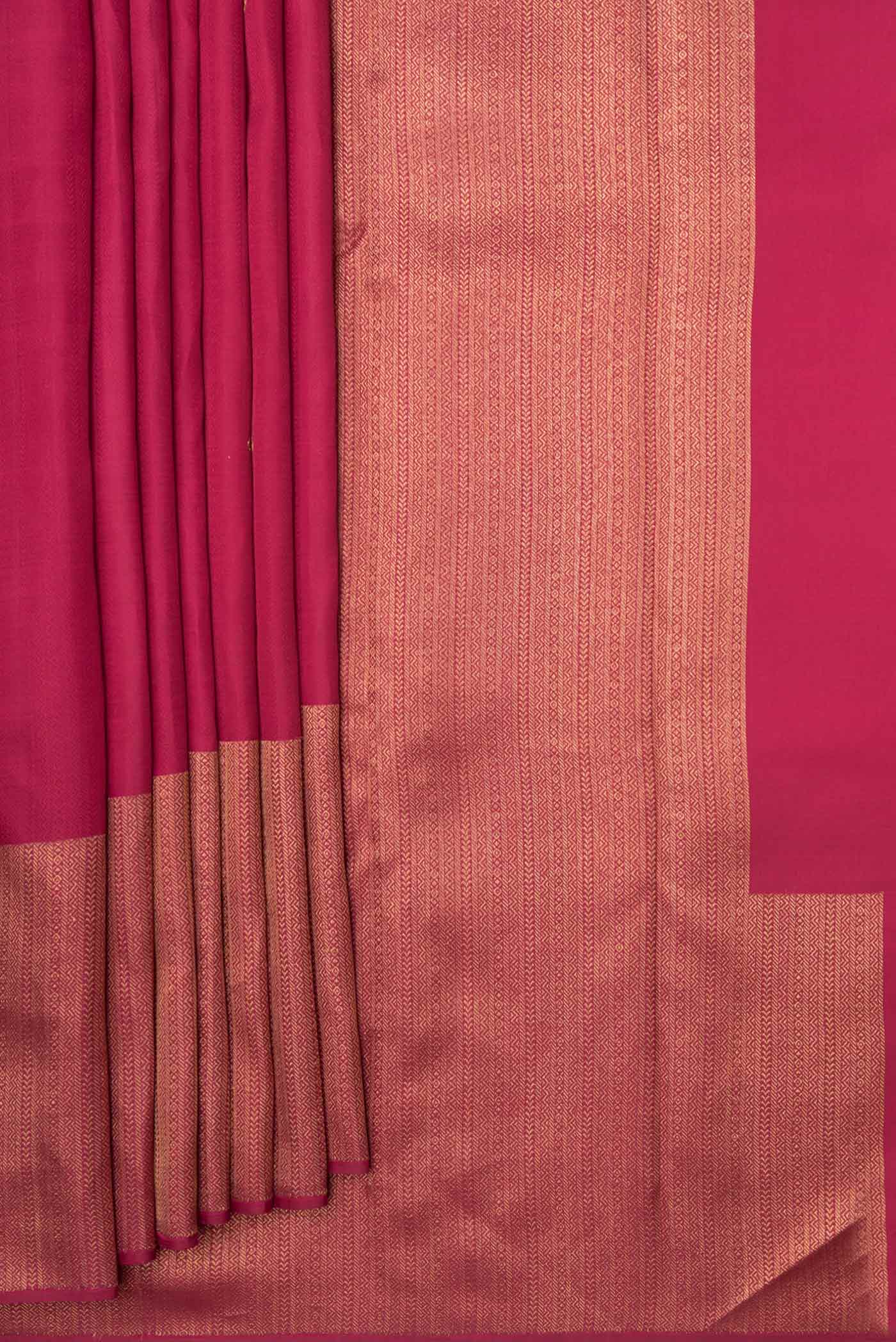 Pure Silk Pure Zari Pink Dual Tone Kanjivaram Saree - Image 4
