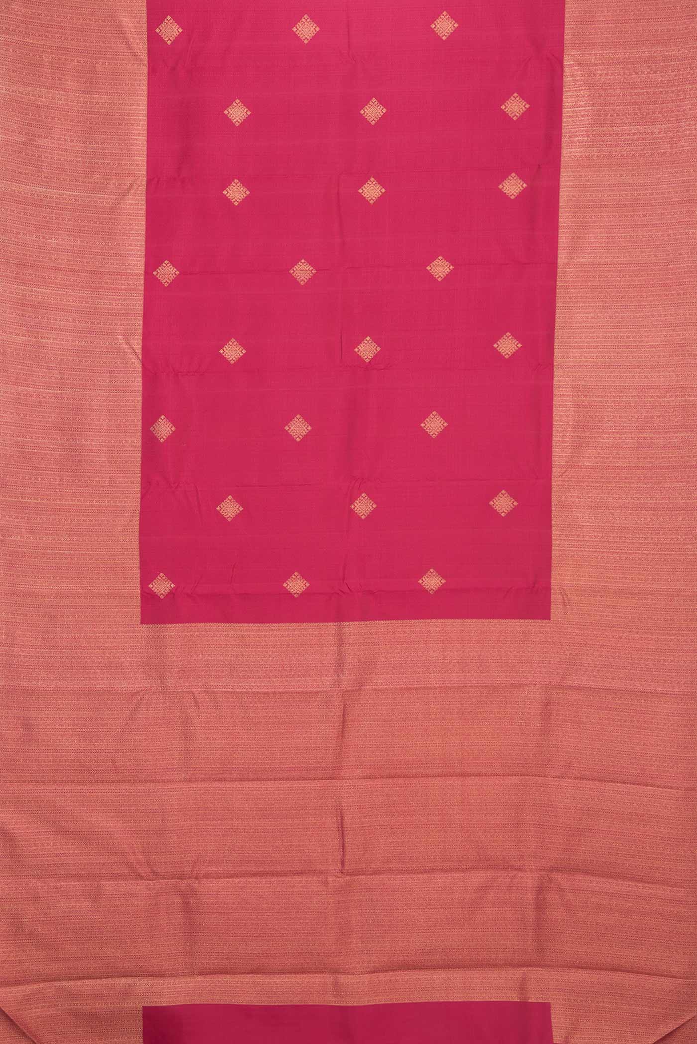 Pure Silk Pure Zari Pink Dual Tone Kanjivaram Saree - Image 6