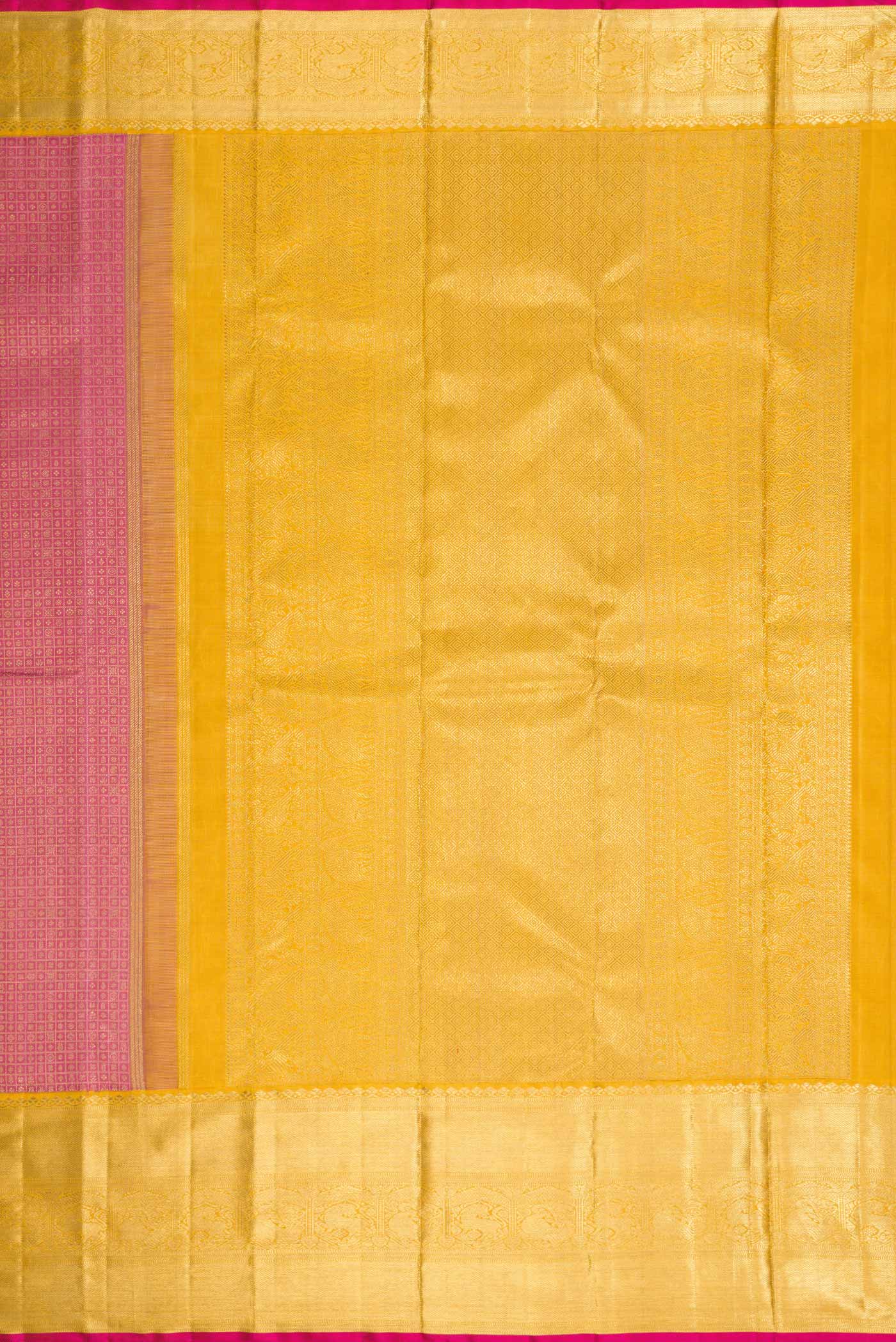 Pure Silk Pure Zari Pink Dual Tone Kanjivaram Saree - Image 7