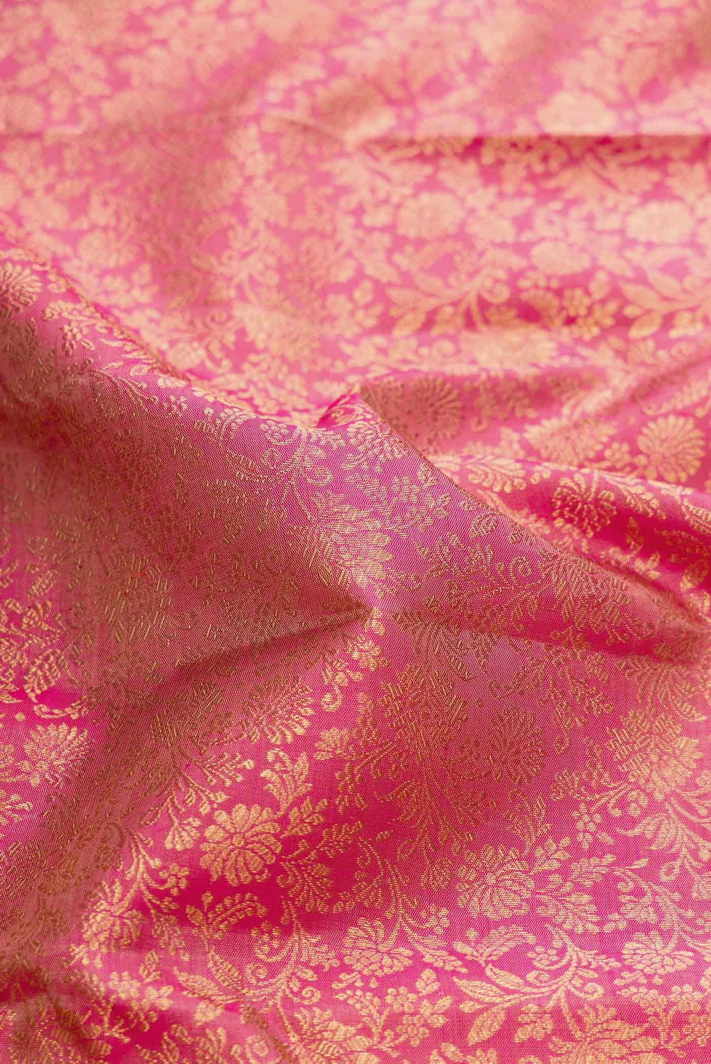 Pure Silk Pure Zari Pink Dual Tone Kanjivaram Saree - Image 2