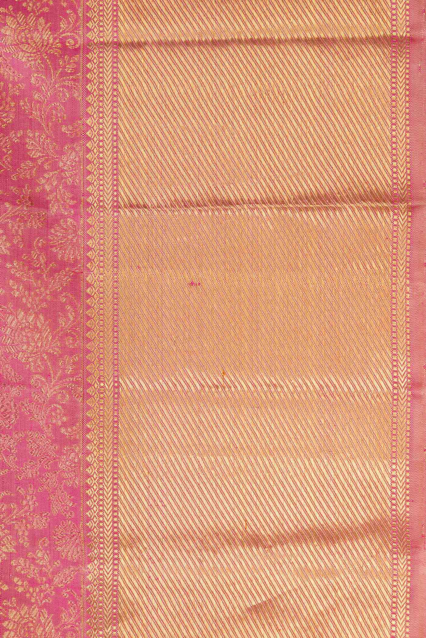 Pure Silk Pure Zari Pink Dual Tone Kanjivaram Saree - Image 3