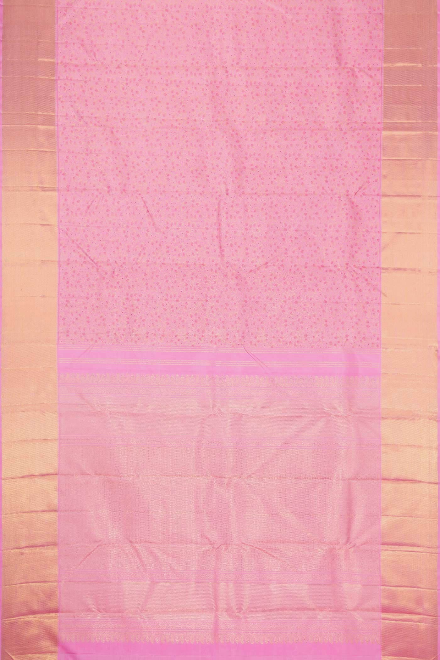 Pure Silk Pure Zari Pink Dual Tone Kanjivaram Saree - Image 6