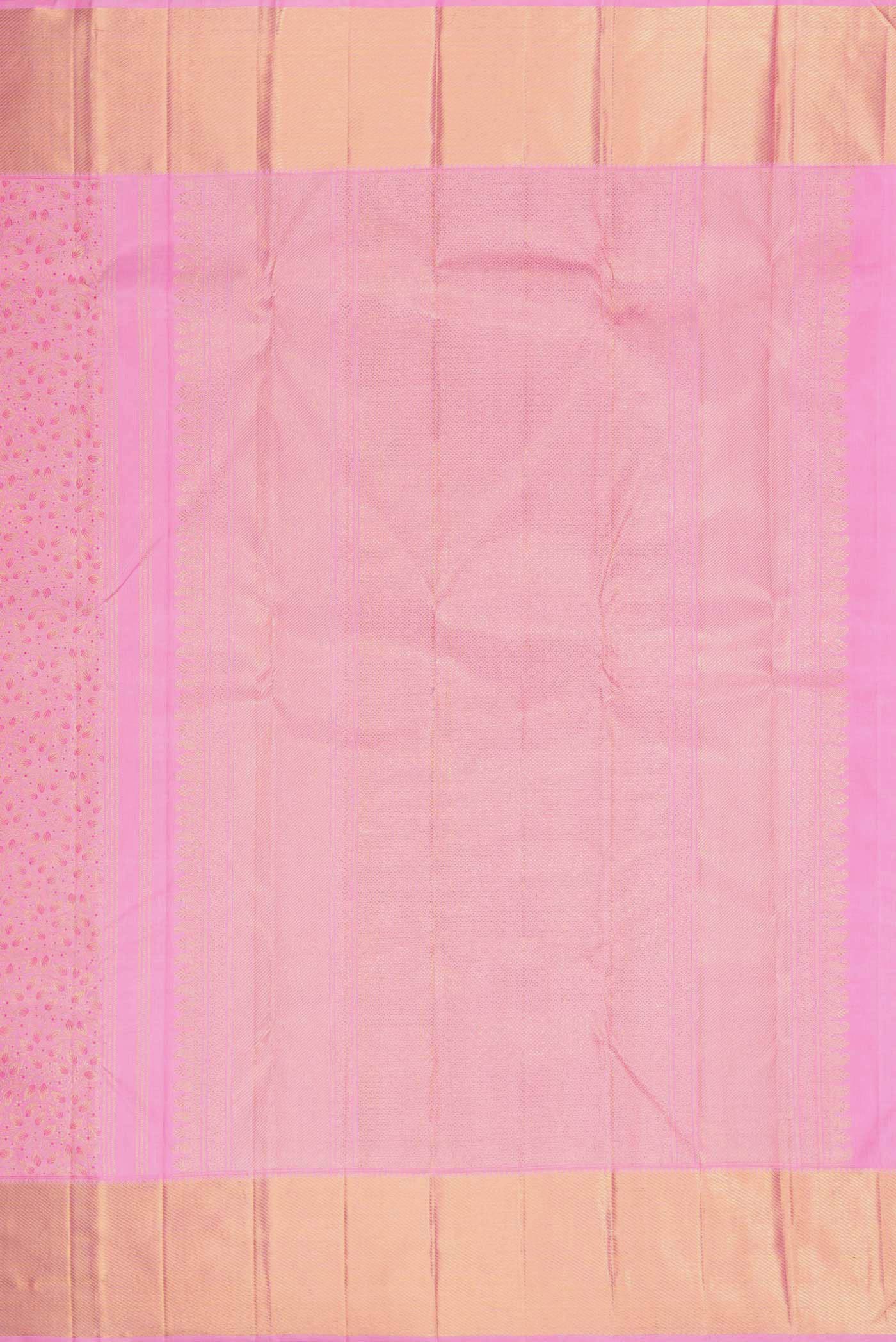 Pure Silk Pure Zari Pink Dual Tone Kanjivaram Saree - Image 7
