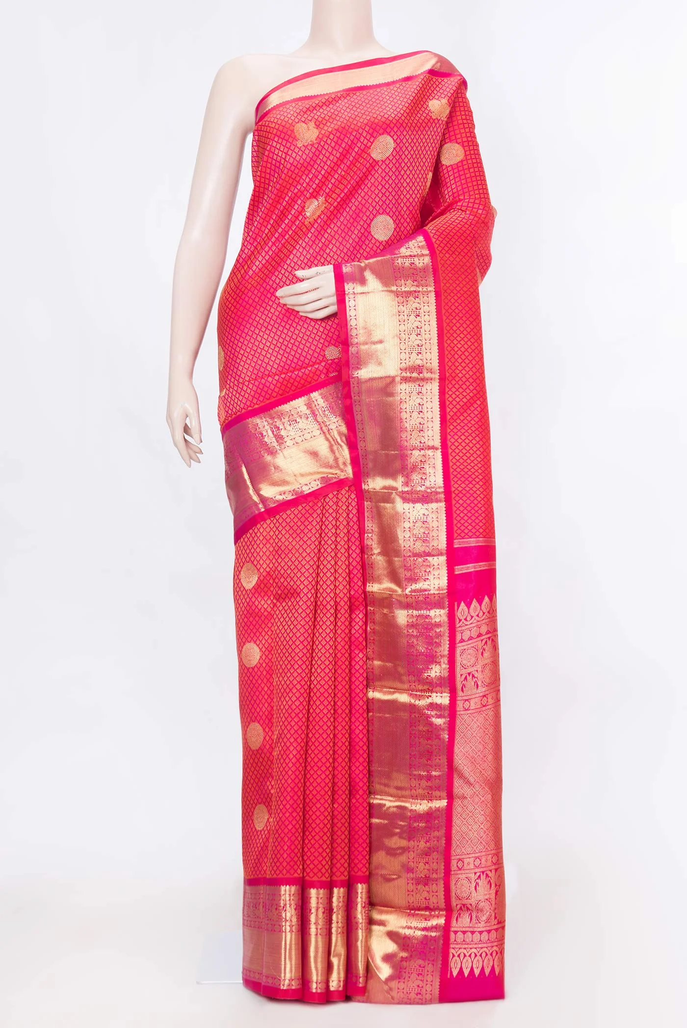 Pure Silk Pure Zari Pink Dual Tone Kanchipuram Saree