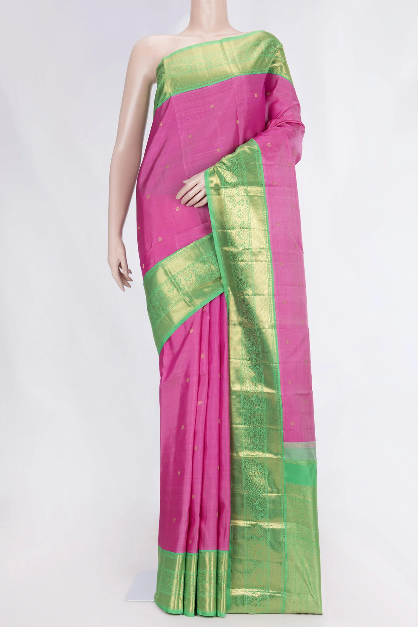 Pure Silk Pure Zari Pink Dual Tone Kanjivaram Saree