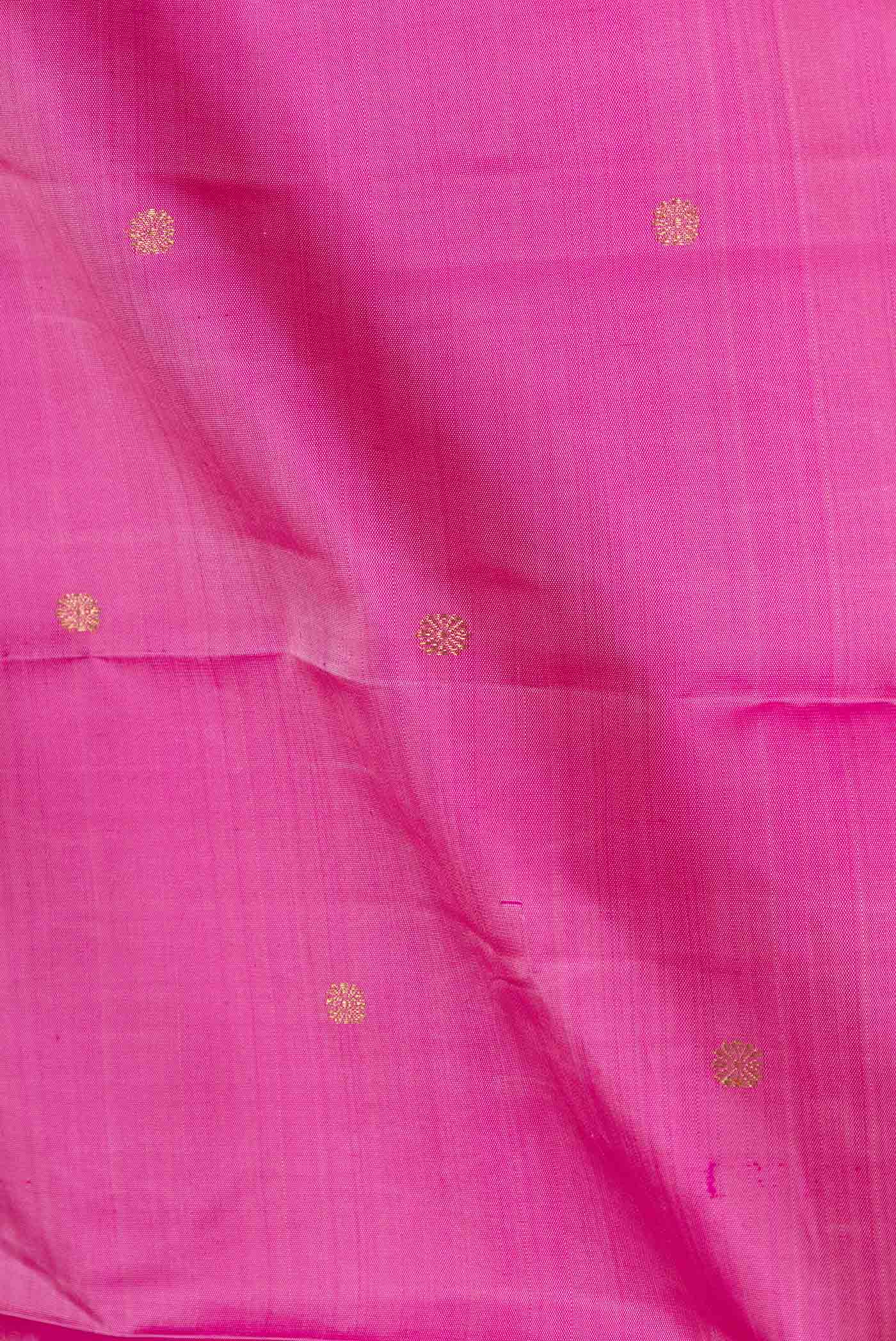Pure Silk Pure Zari Pink Dual Tone Kanjivaram Saree - Image 2