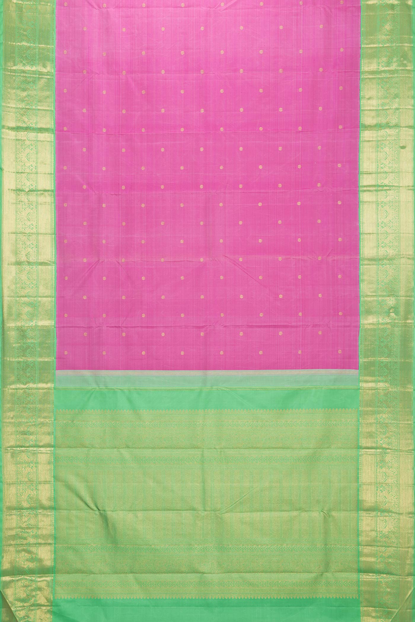 Pure Silk Pure Zari Pink Dual Tone Kanjivaram Saree - Image 6
