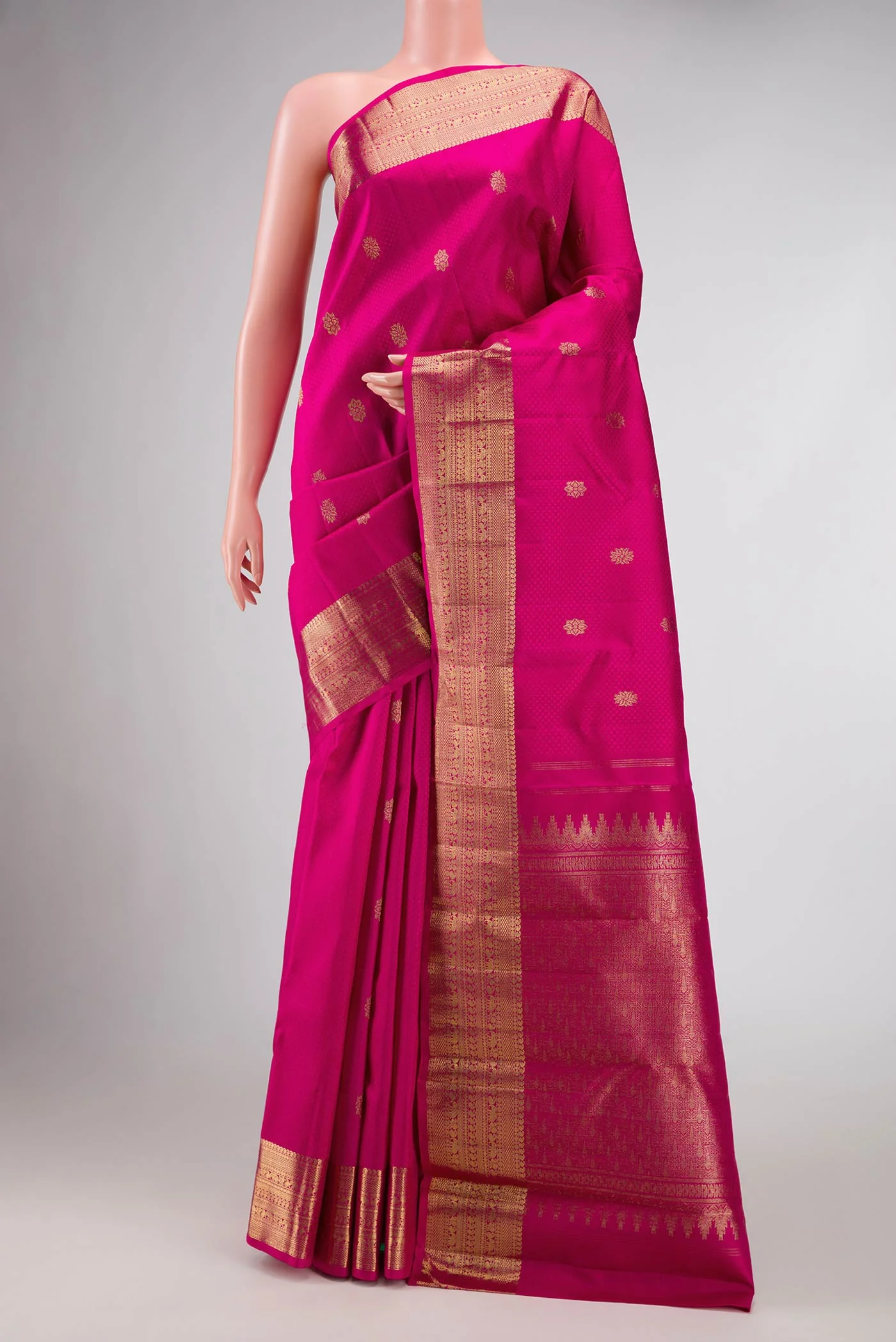 Pure Silk Pure Zari Pink Dual Tone Kanchipuram Saree