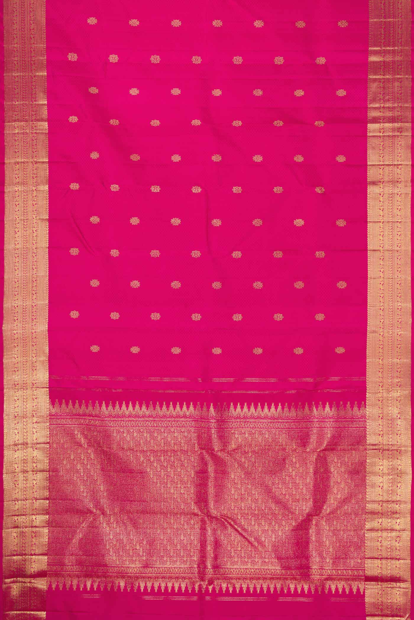 Pure Silk Pure Zari Pink Dual Tone Kanchipuram Saree - Image 6