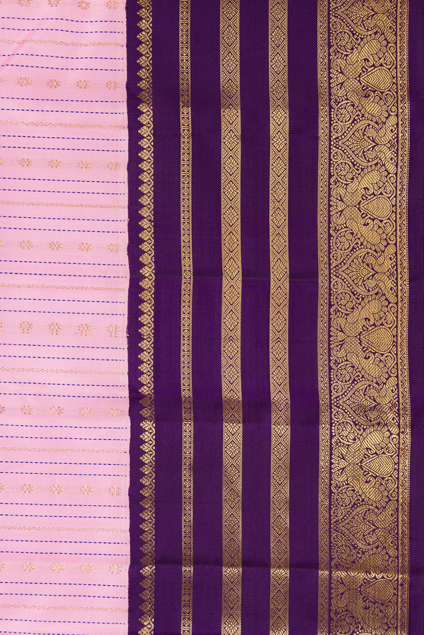 Pure Silk Pure Zari Rose pink Kanchipuram Saree - Image 4