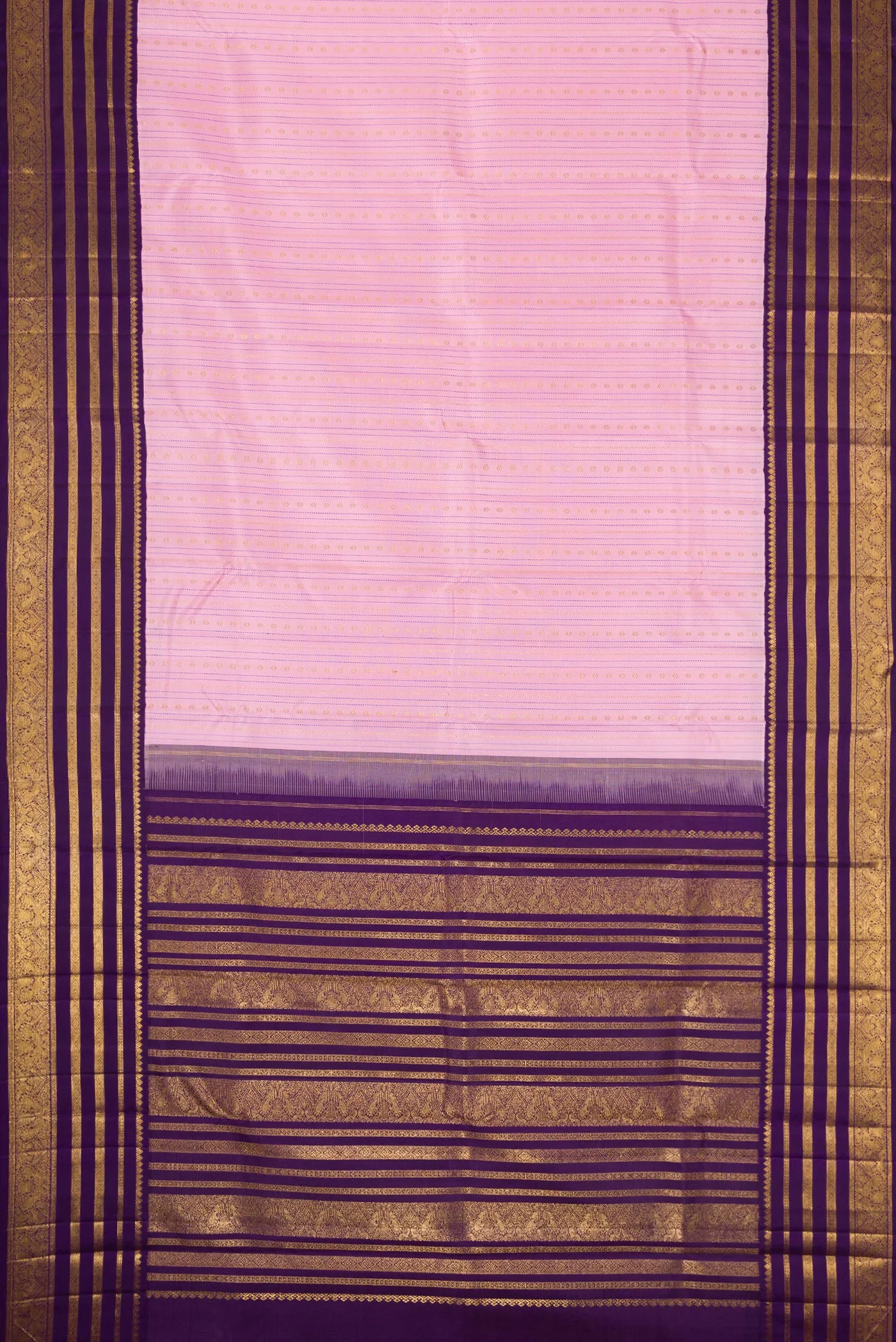 Pure Silk Pure Zari Rose pink Kanchipuram Saree - Image 7