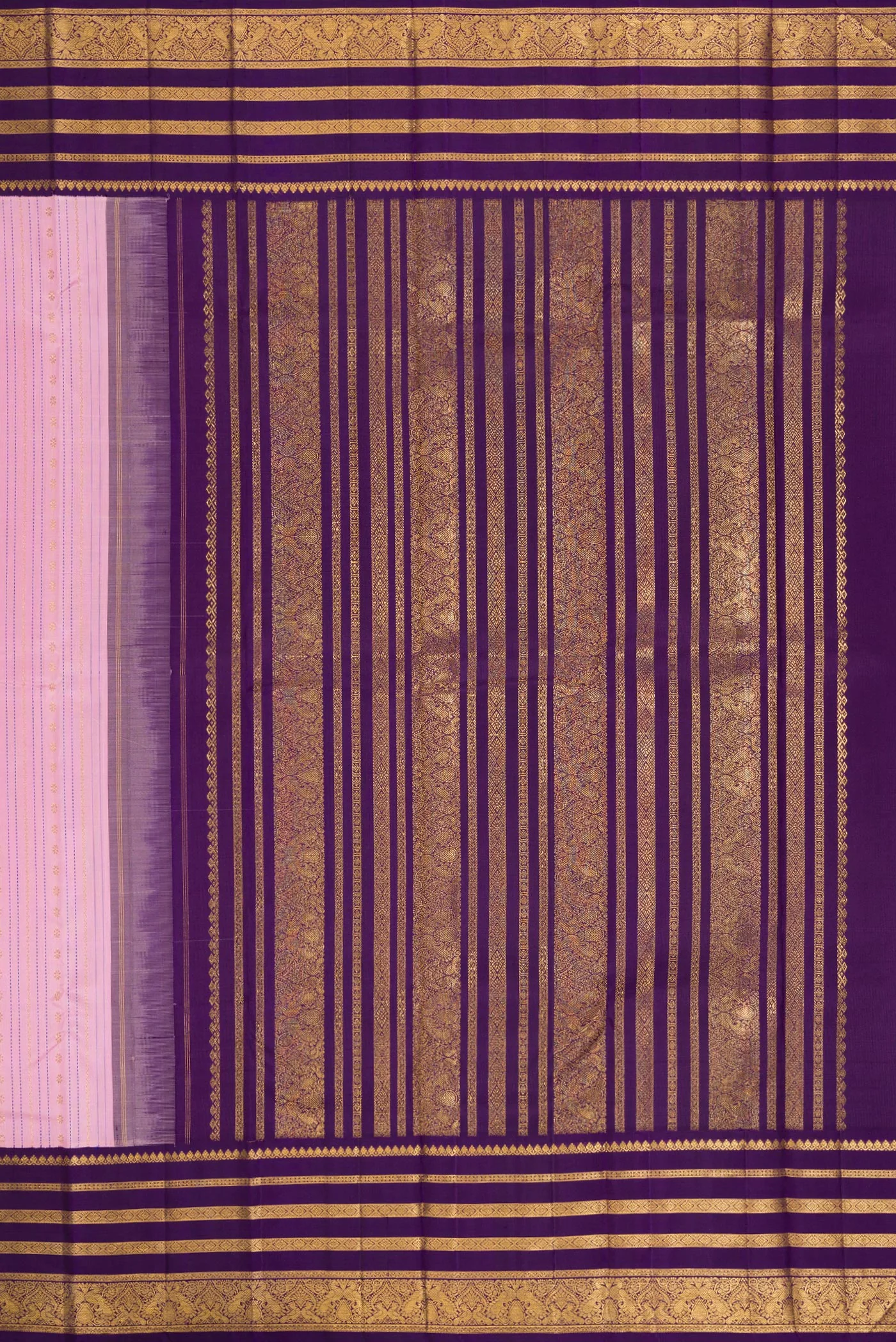 Pure Silk Pure Zari Rose pink Kanchipuram Saree - Image 8