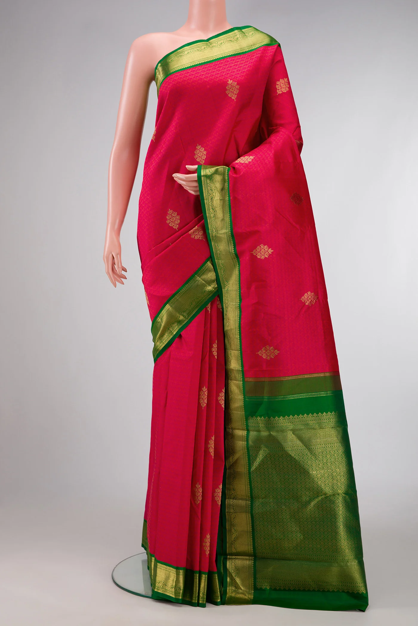 Pure Silk Pure Zari Pink Kanchipuram Saree