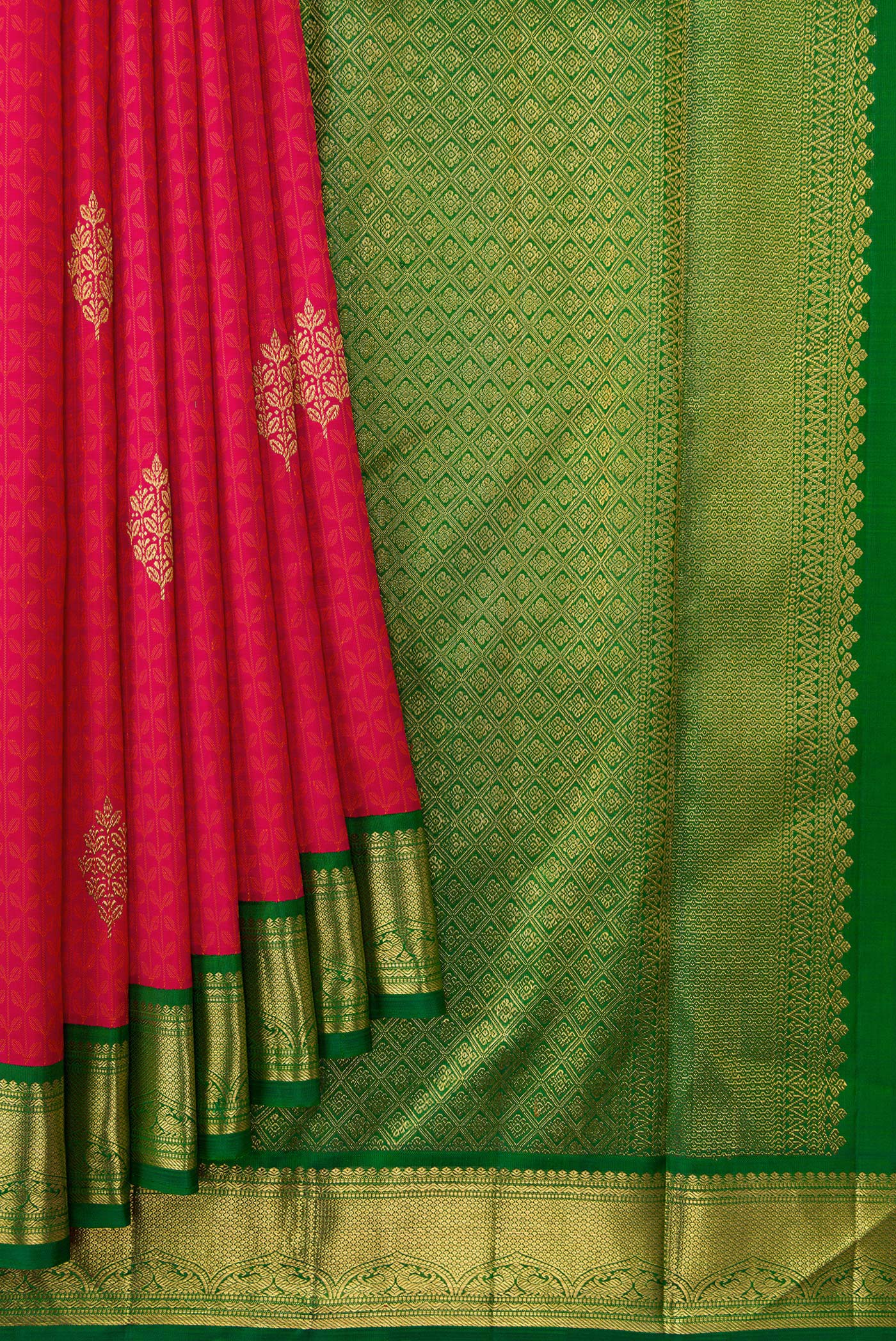 Pure Silk Pure Zari Pink Kanchipuram Saree - Image 4