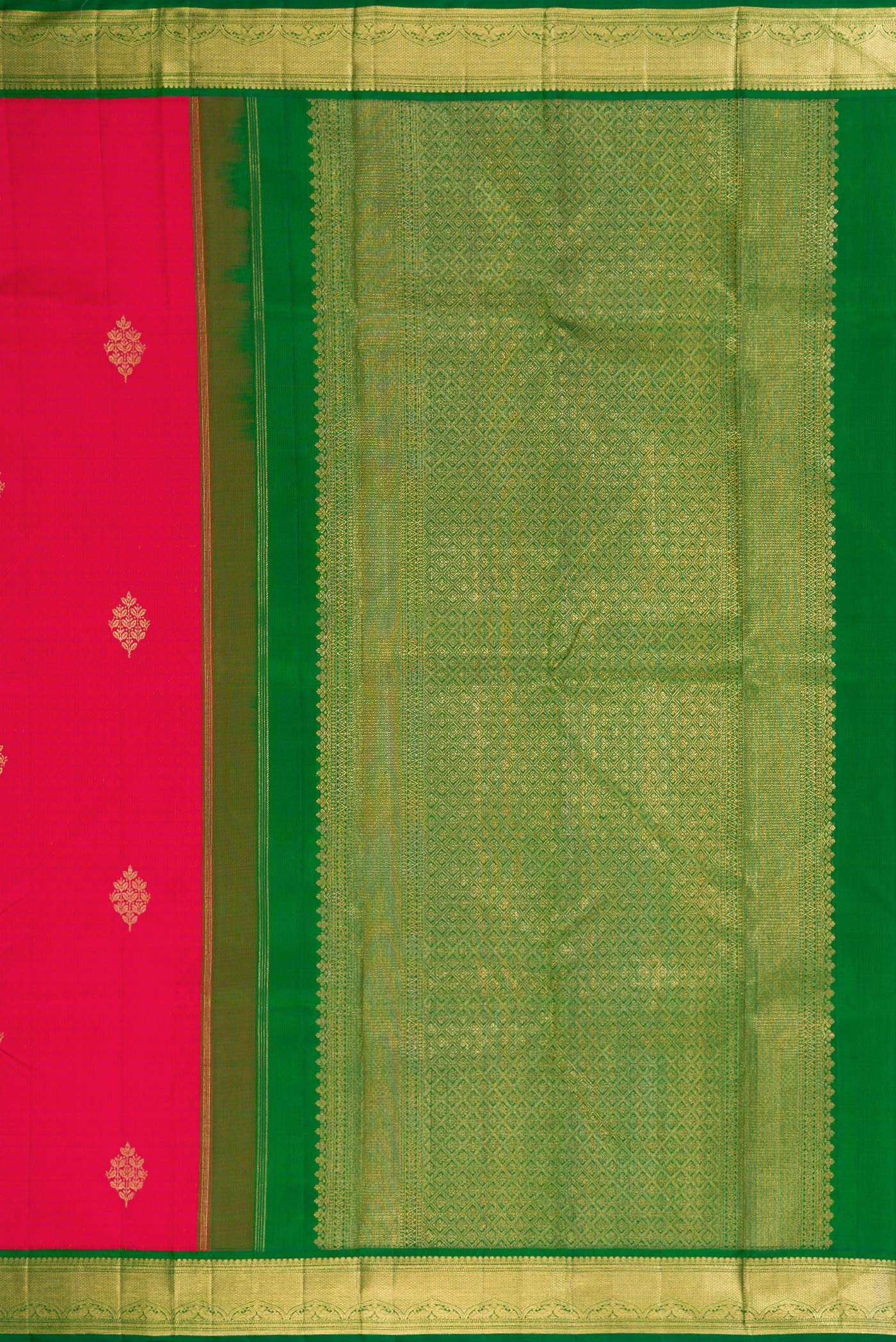 Pure Silk Pure Zari Pink Kanchipuram Saree - Image 7