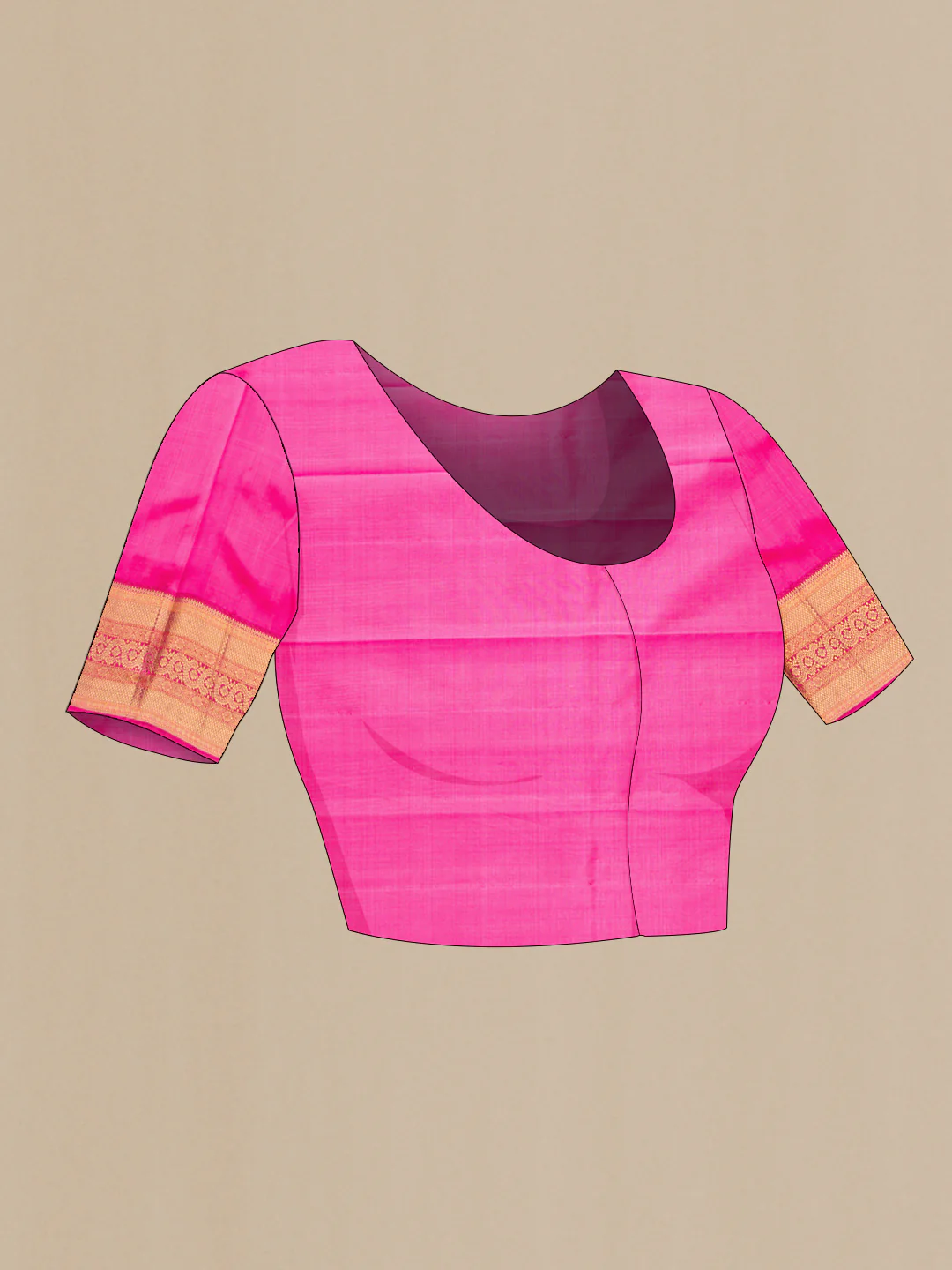 Pure Silk Pure Zari Pink Kanjivaram Saree - Image 5