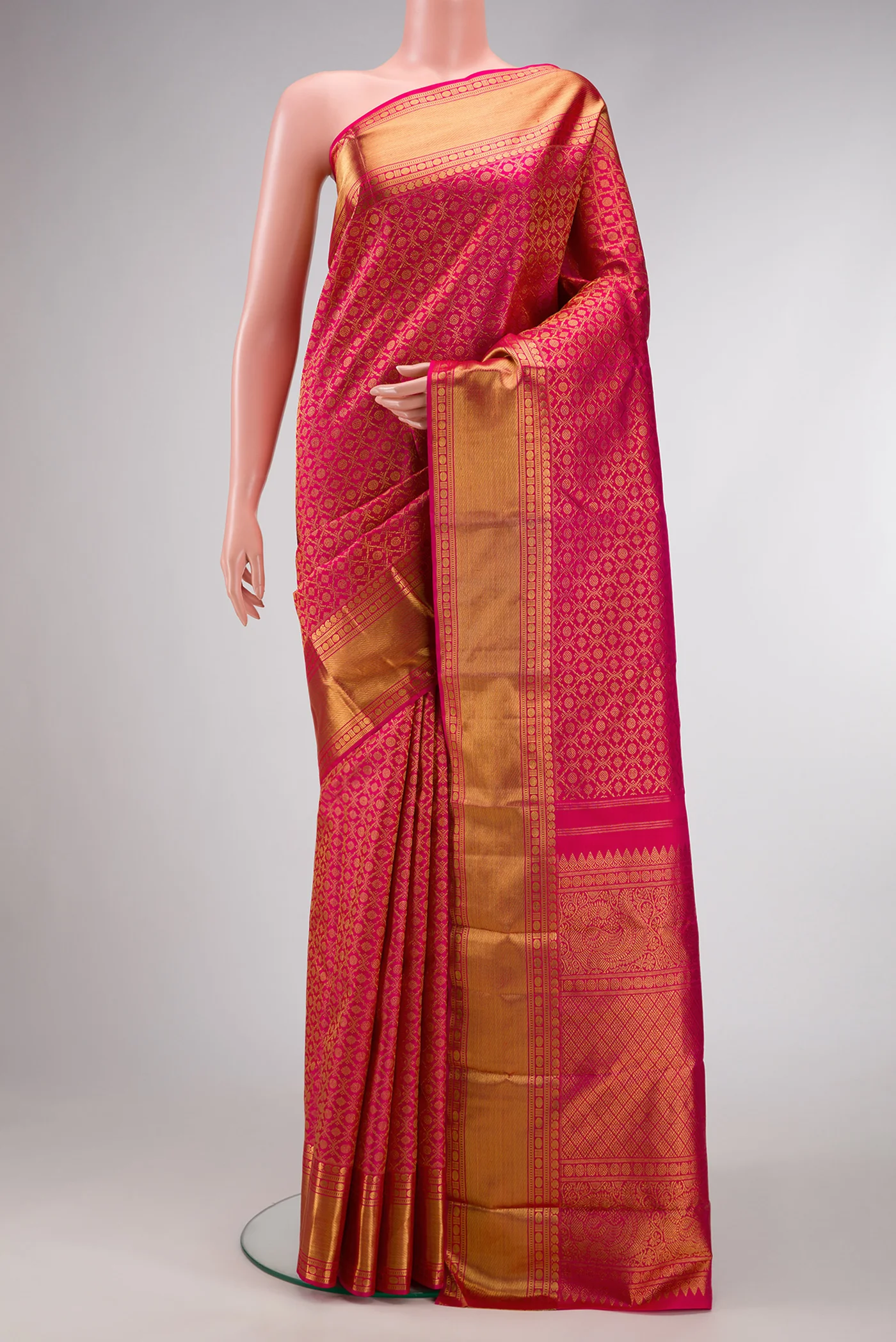 Pure Silk Pure Zari Pink Kanjivaram Saree